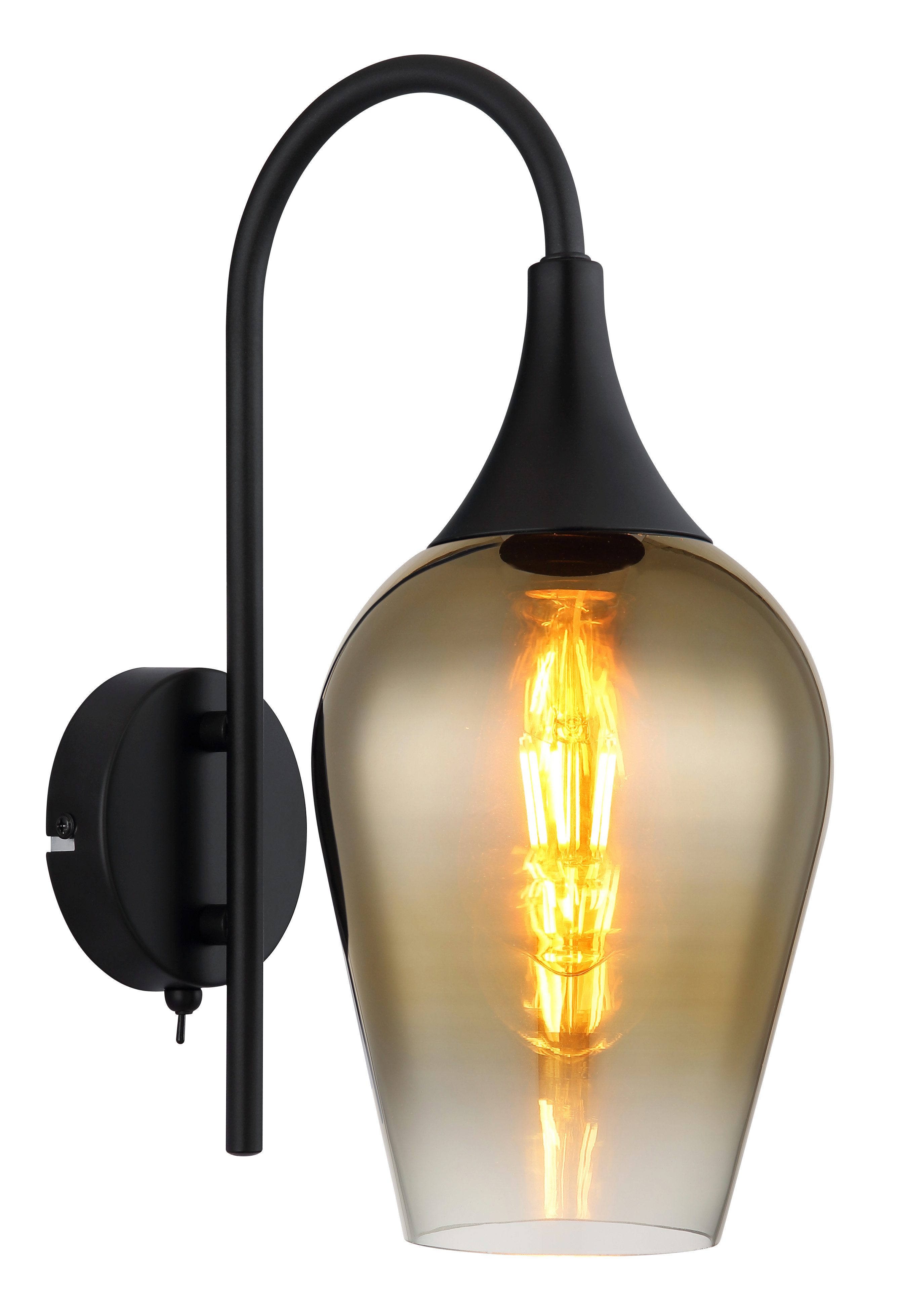 GLOBO LIGHTING Wandleuchte LAVUS, ohne Leuchtmittel, Tischlampe/Glas goldfarben/Schlafzimmer/Wohnzimmer/Flur