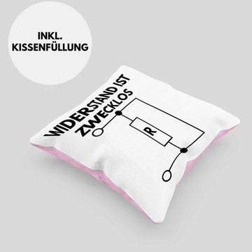 Trendation Dekokissen Trendation - Handwerker Elektronen Widerstand Ist Zwecklos Kissen Geschenk Elektriker Geschenkidee Männer Elektro-Meister Dekokissen mit Füllung 40x40