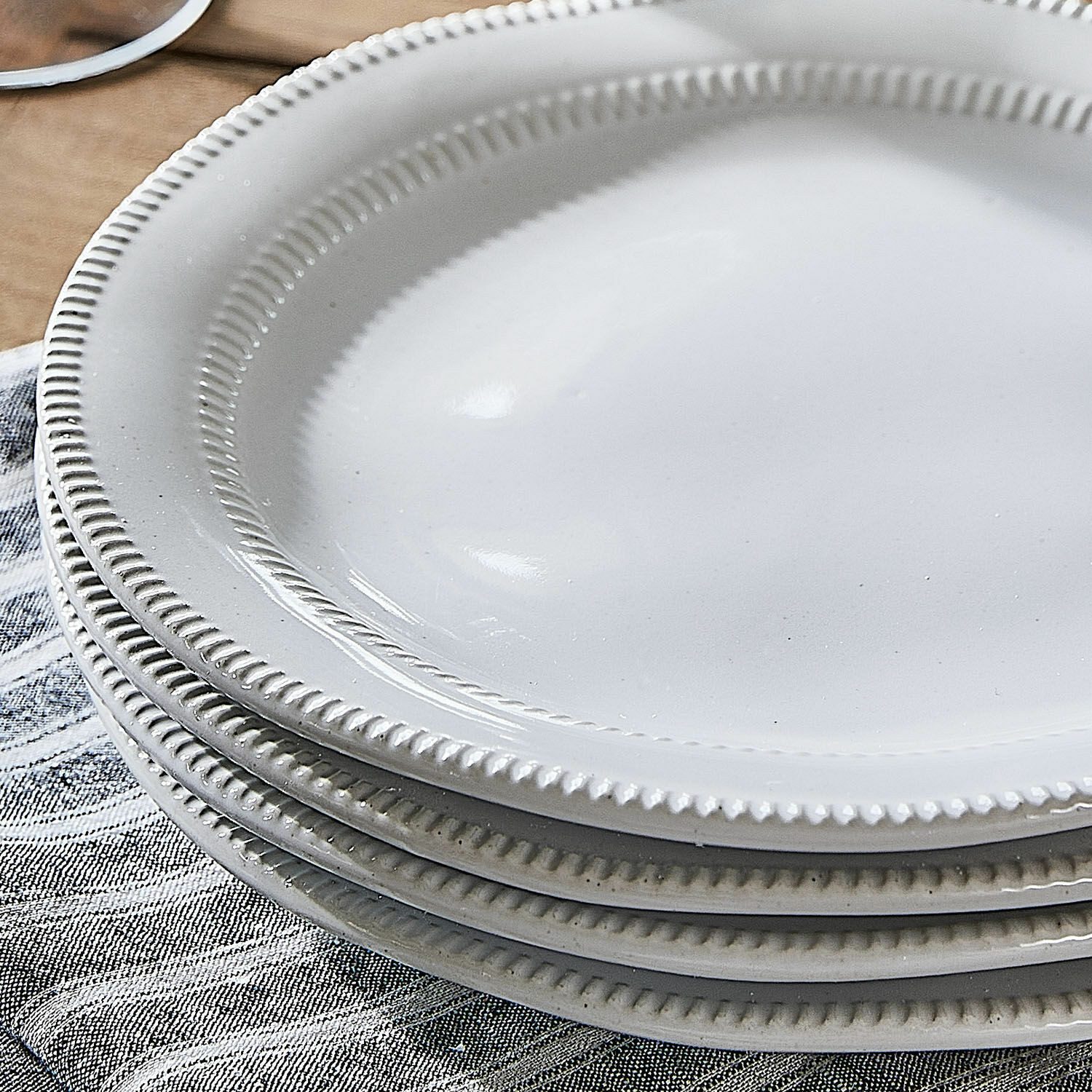 Mirabeau Geschirr-Set Dessertteller 4er Set Alentejo weiß, Steinzeug