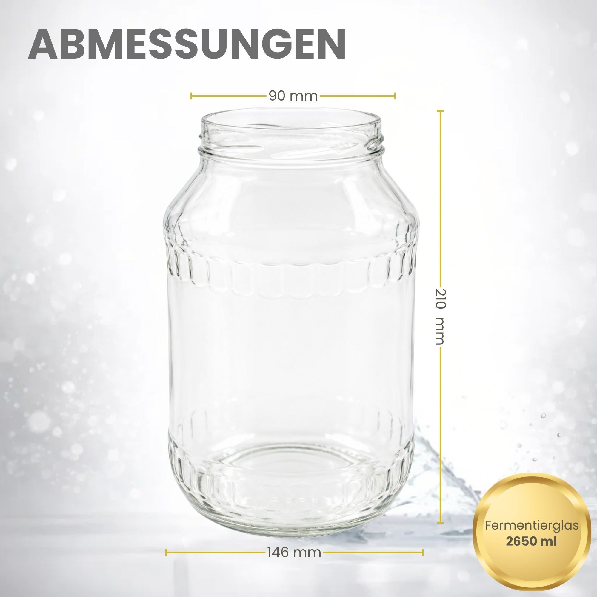 mikken Vorratsglas 6 große Einmachgläser 2650 ML, (Spar-Set, 6er Set Vorratsgläser), mit Twist-Off Deckel TO100 und 6 Etiketten zum Beschriften