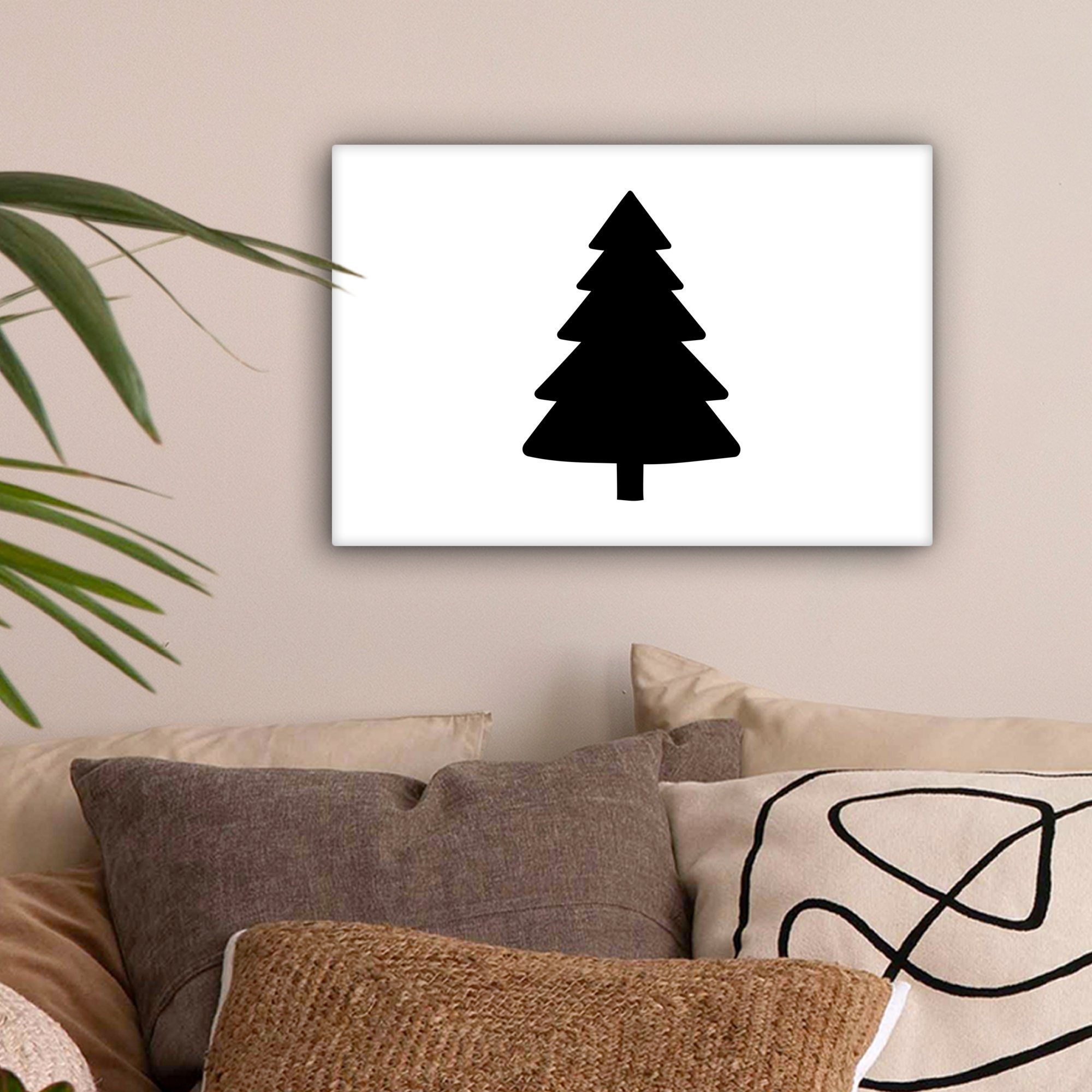 OneMillionCanvasses® Leinwandbild Weihnachtsbaum - Schwarz - günstig online kaufen