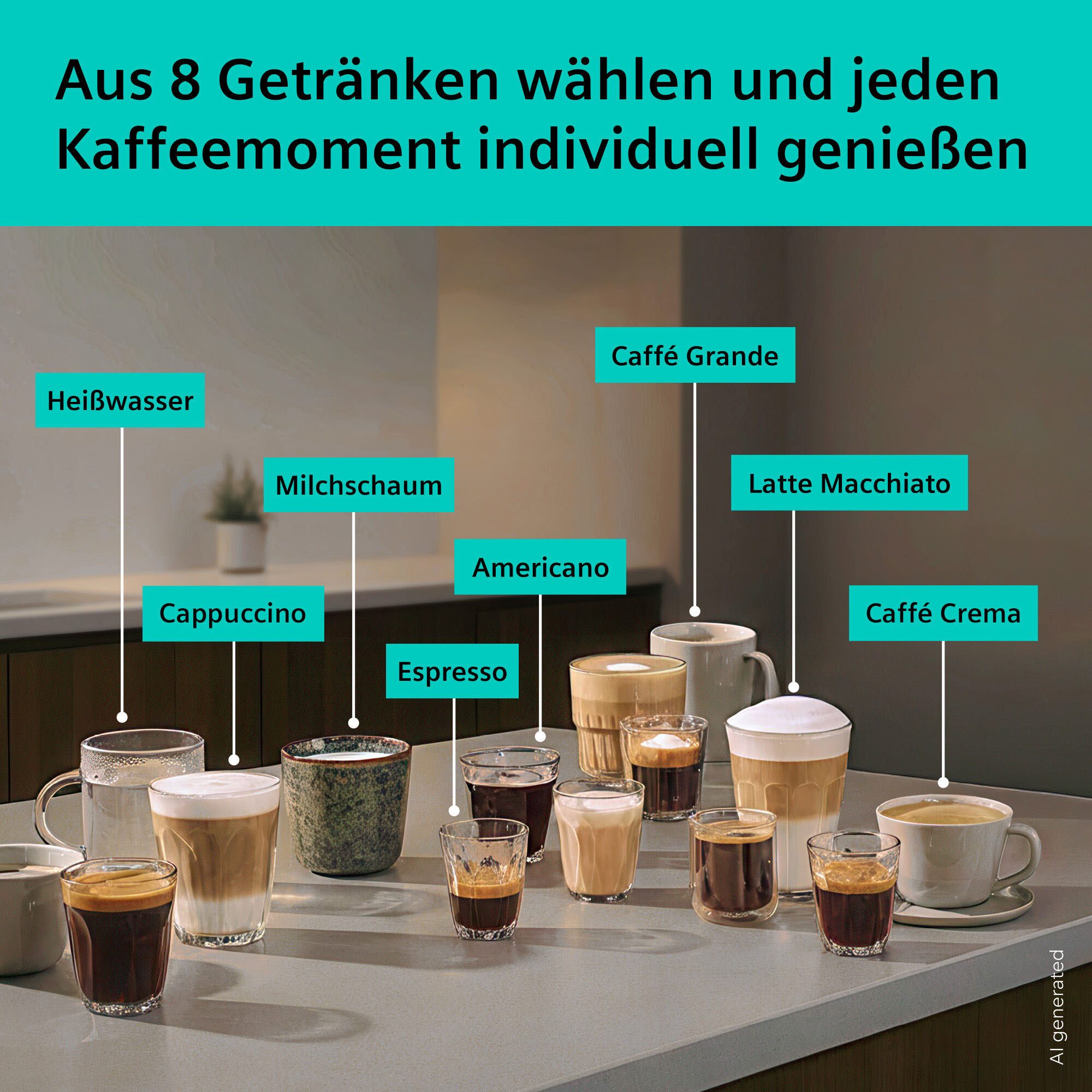 SIEMENS Kaffeevollautomat EQ500 TP553E09, Doppeltassenfunktion, 8 Getränke, einfache Reinigung, Keramikmahlwerk, entnehmbare Brüheinheit, Steuerung per App, Schwarz