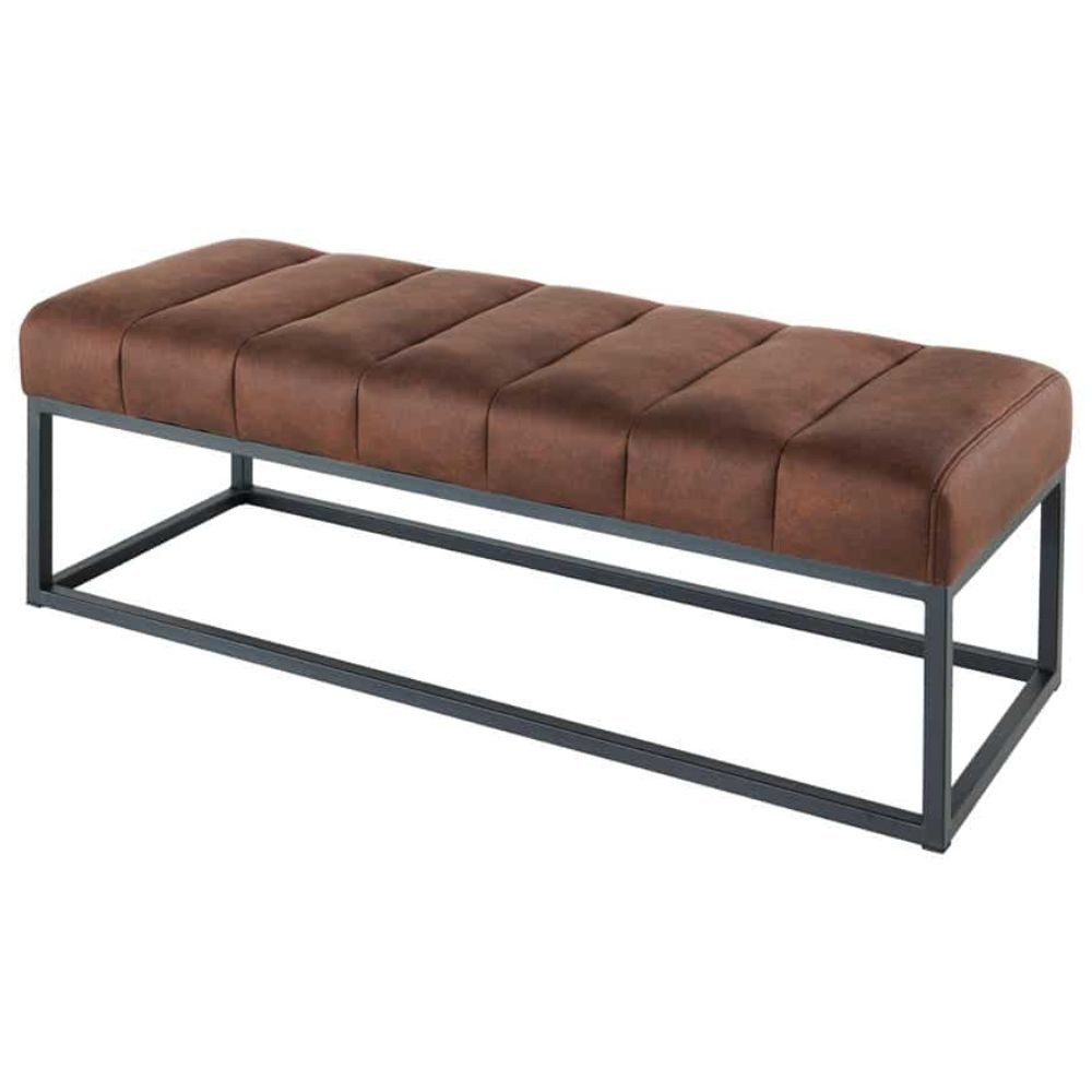 LebensWohnArt Sitzbank Design Sitzbank BELLE ca.110cm vintage braun Mikrofaser Interieur