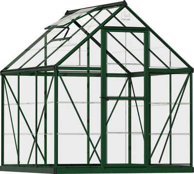 Palram - Canopia Gewächshaus Harmony, BxTxH: 185 x 185 x 208 cm, 0,7 mm Wandstärke, Set, inkl. Fundamentrahmen, mit klaren Polycarbonatplatten, grün