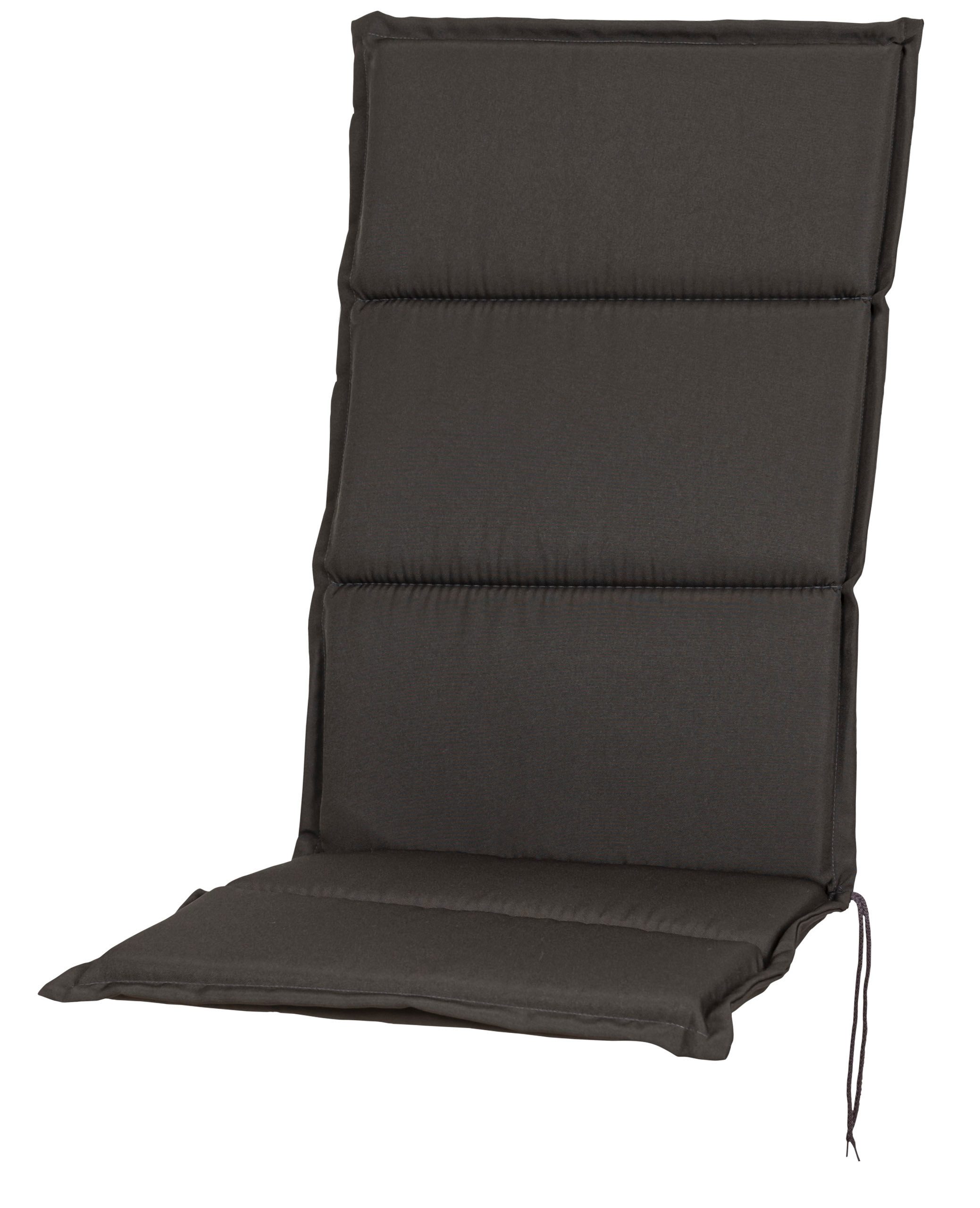 Sun Garden Hochlehnerauflage Hochlehner Elba 50234-703 anthrazit 121x50x4 cm Sun Garden, (1 St), Halteband verstellbar mit Bindebändern