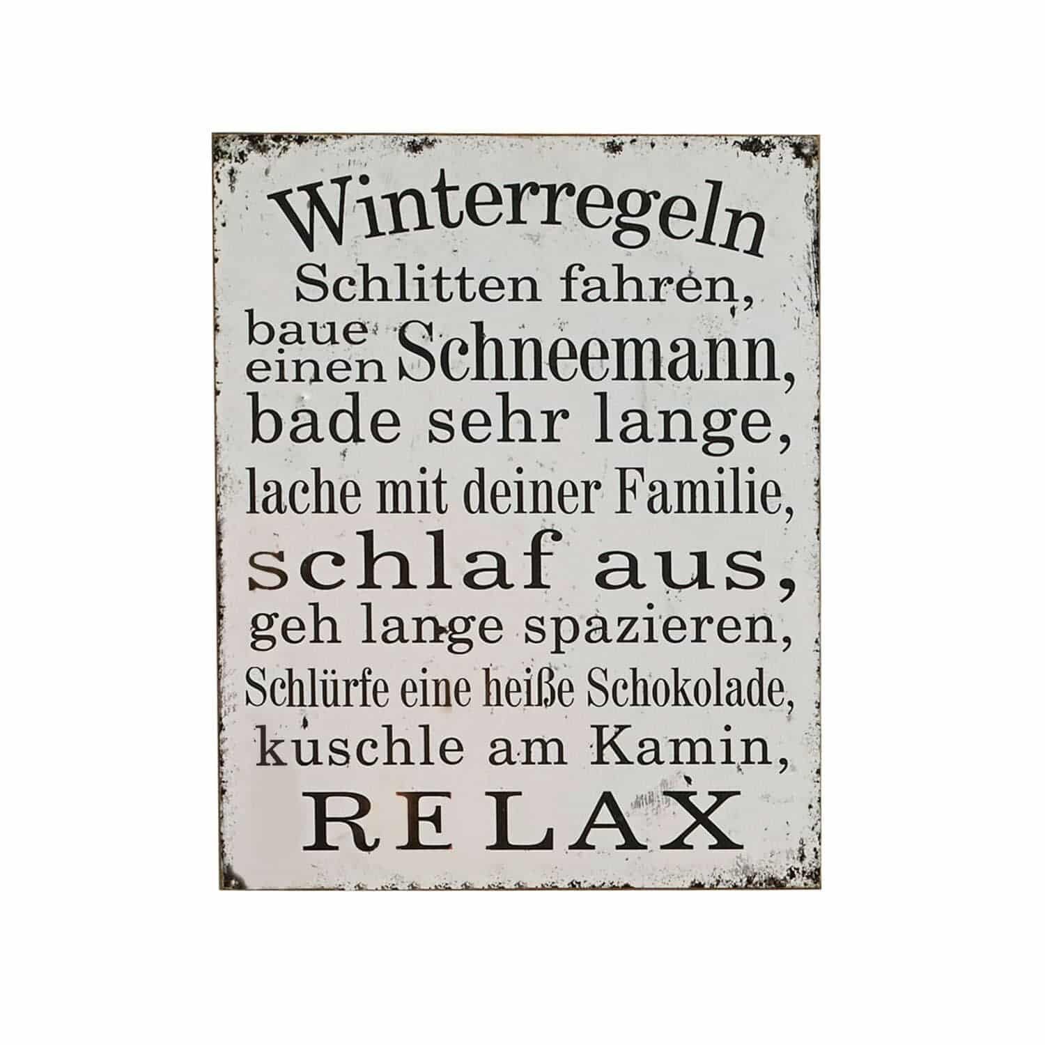 Mirabeau Weihnachtsfigur Dekoboard Winterregeln antikweiß (kein Set, kein Set)