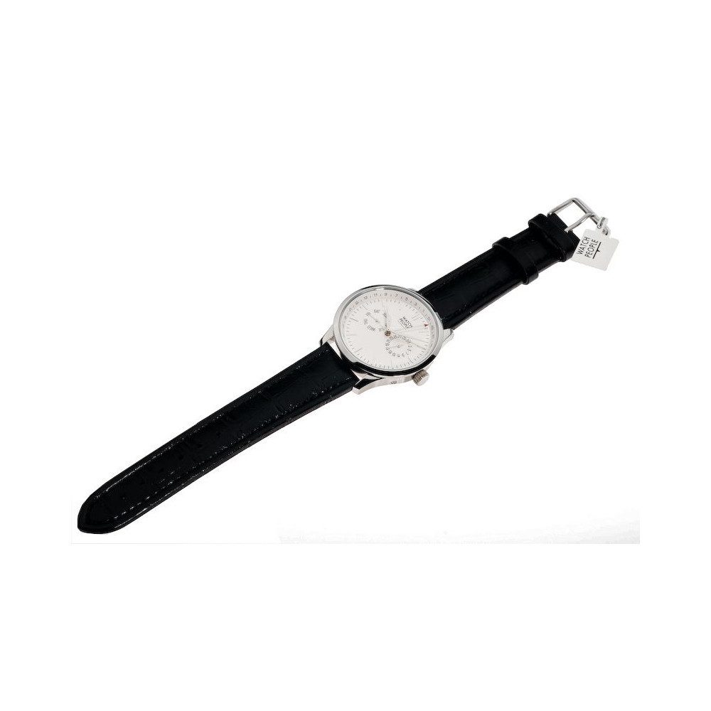 Watchpeople Quarzuhr Herren Multifunktionsuhr Tyro Edelstahl Schwarz Silber WP-9000555, Wochentag, Tag, Kalenderwoche