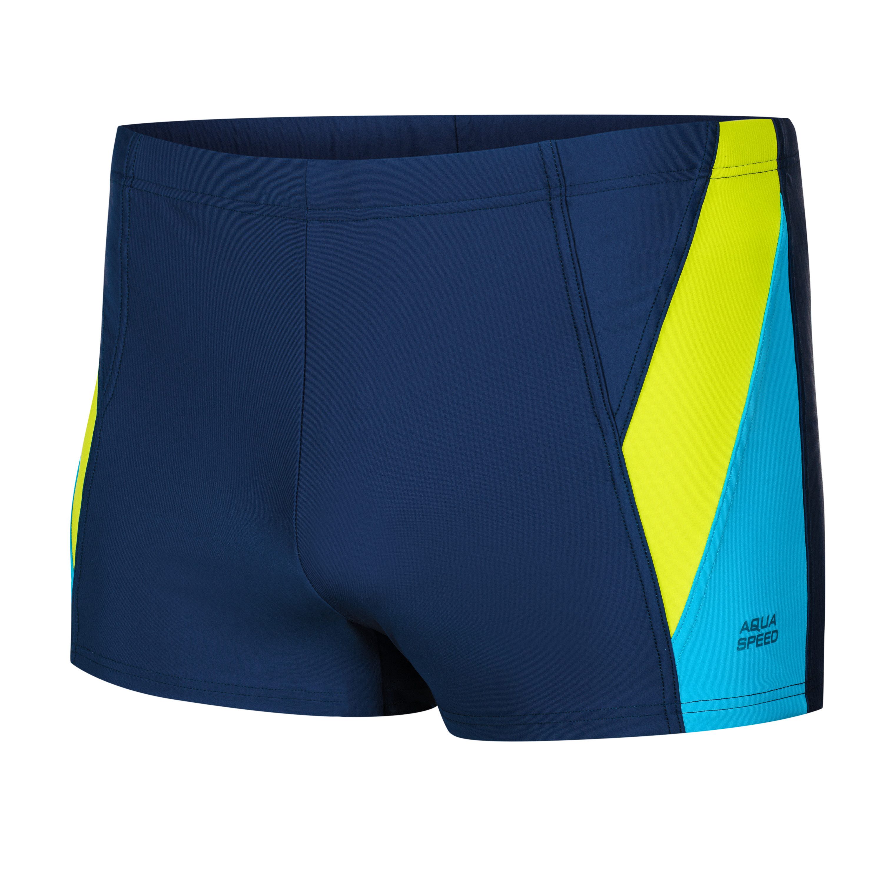 Aqua Speed Badehose Logan Sportliche Swim Trunks mit UV Schutz Navy Grün Blau S (Sportmodell für Bahnentraining und ambitioniertes Schwimmen) Bleibt formstabil bei schnellen Wenden und kräftigem Abstoß