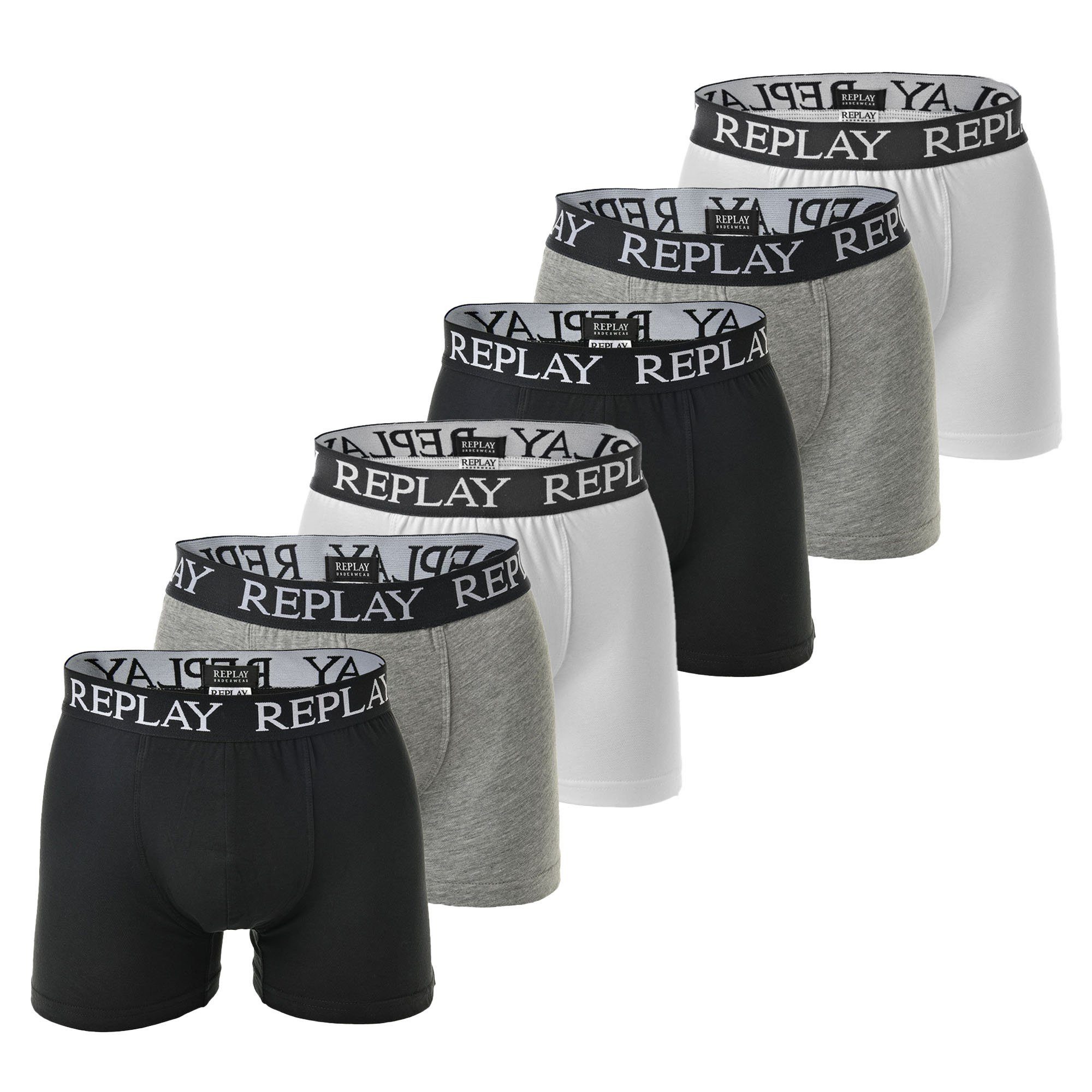 Replay Boxer Herren Boxershort 6er Pack Baumwollmischung (Packung, 6er Pack günstig online kaufen