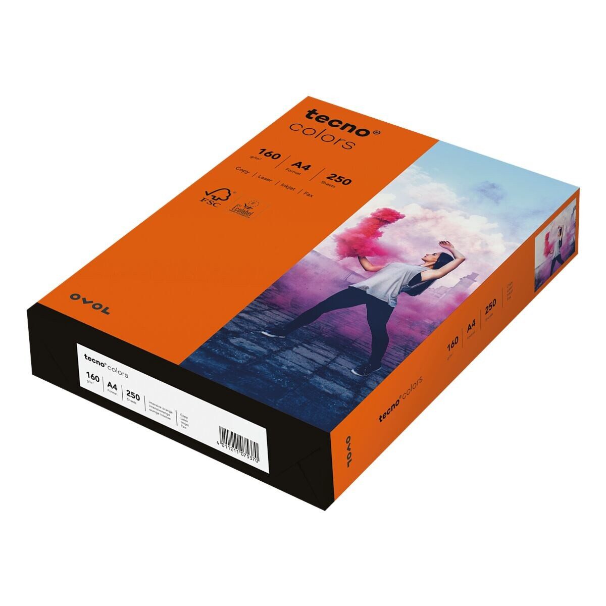 Inapa tecno Druckerpapier Rainbow / tecno Colors, Intensivfarben, Format DIN A4, 160 g/m², 250 Blatt