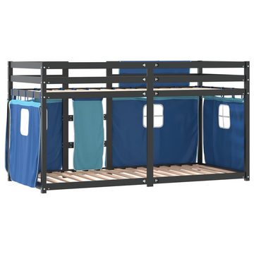 vidaXL Bett Etagenbett mit Vorhängen Blau 75x190 cm Massivholz Kiefer
