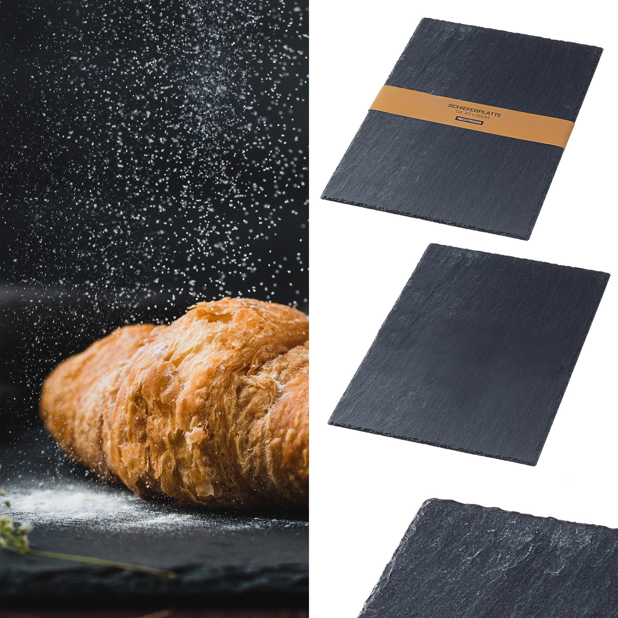 CEPEWA Servierplatte Schieferplatte 45x30cm 2er Set Tischuntersetzer