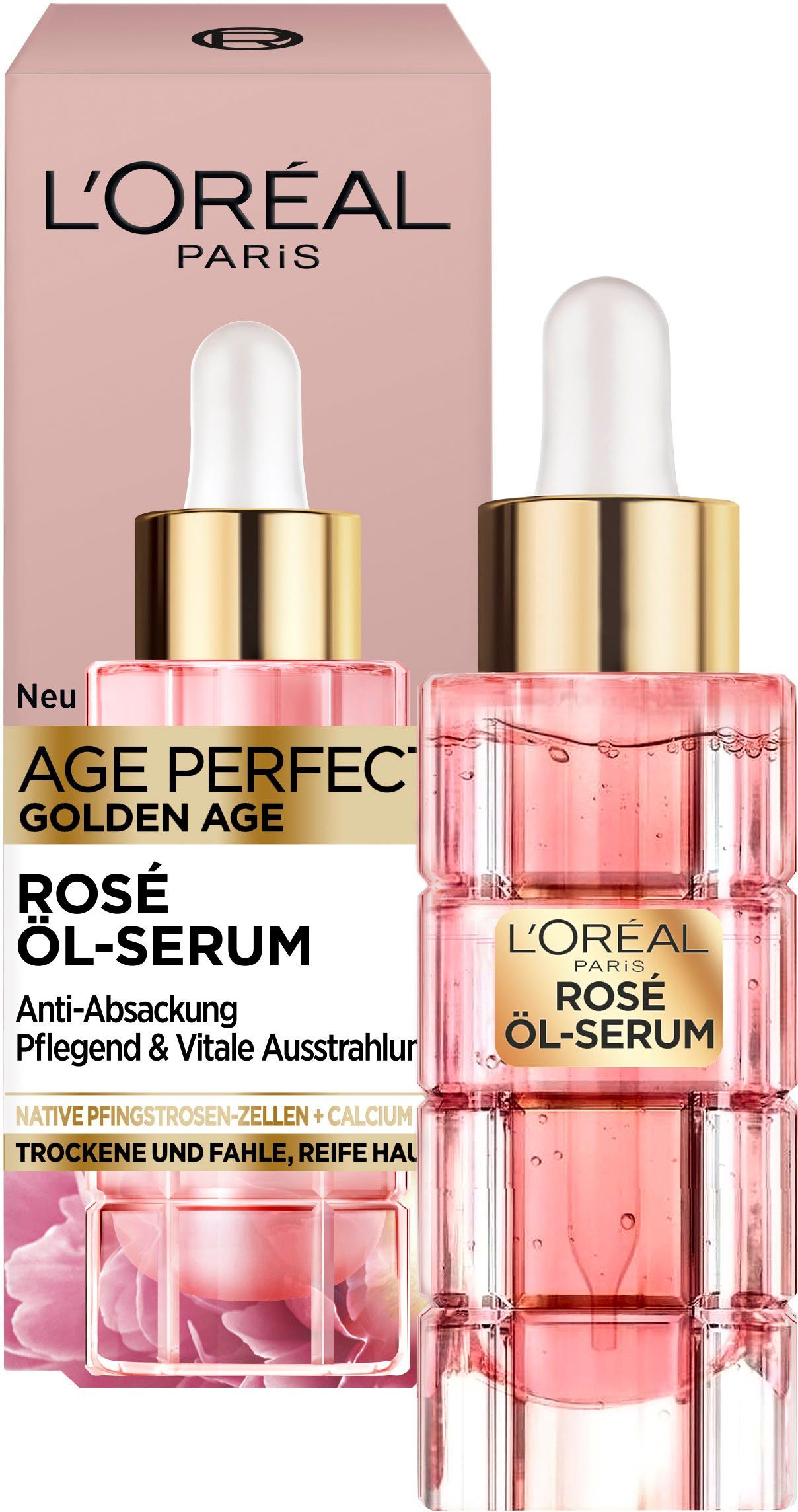 L'ORÉAL PARIS Gesichtsserum AGE PERFECT GOLDEN AGE ROSÉ ÖL-SERUM, strafft die Haut und versorgt sie mit wichtigen Nährstoffen