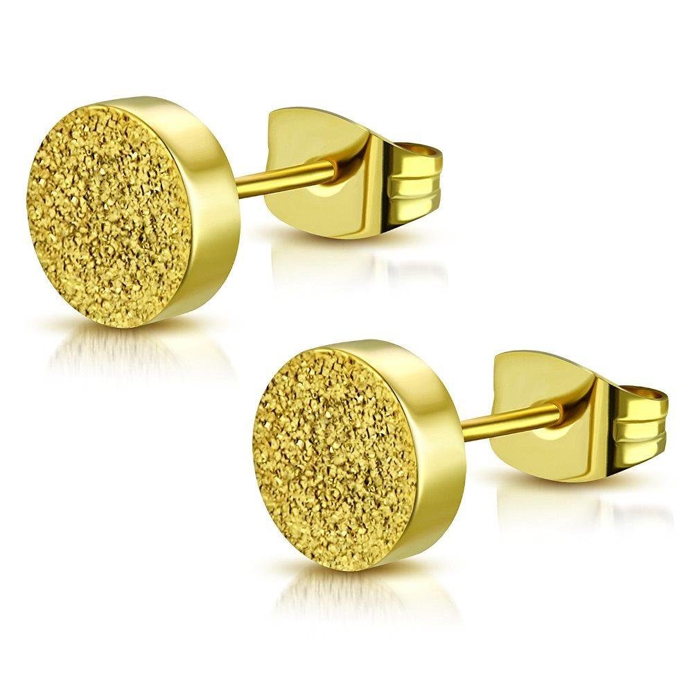 Ohrringe 5 BUNGSA Stück), (2 mm Edelstahl Ohrring-Set (1 2-tlg), Damen Paar Ohrschmuck goldfarben aus Ohrstecker rund