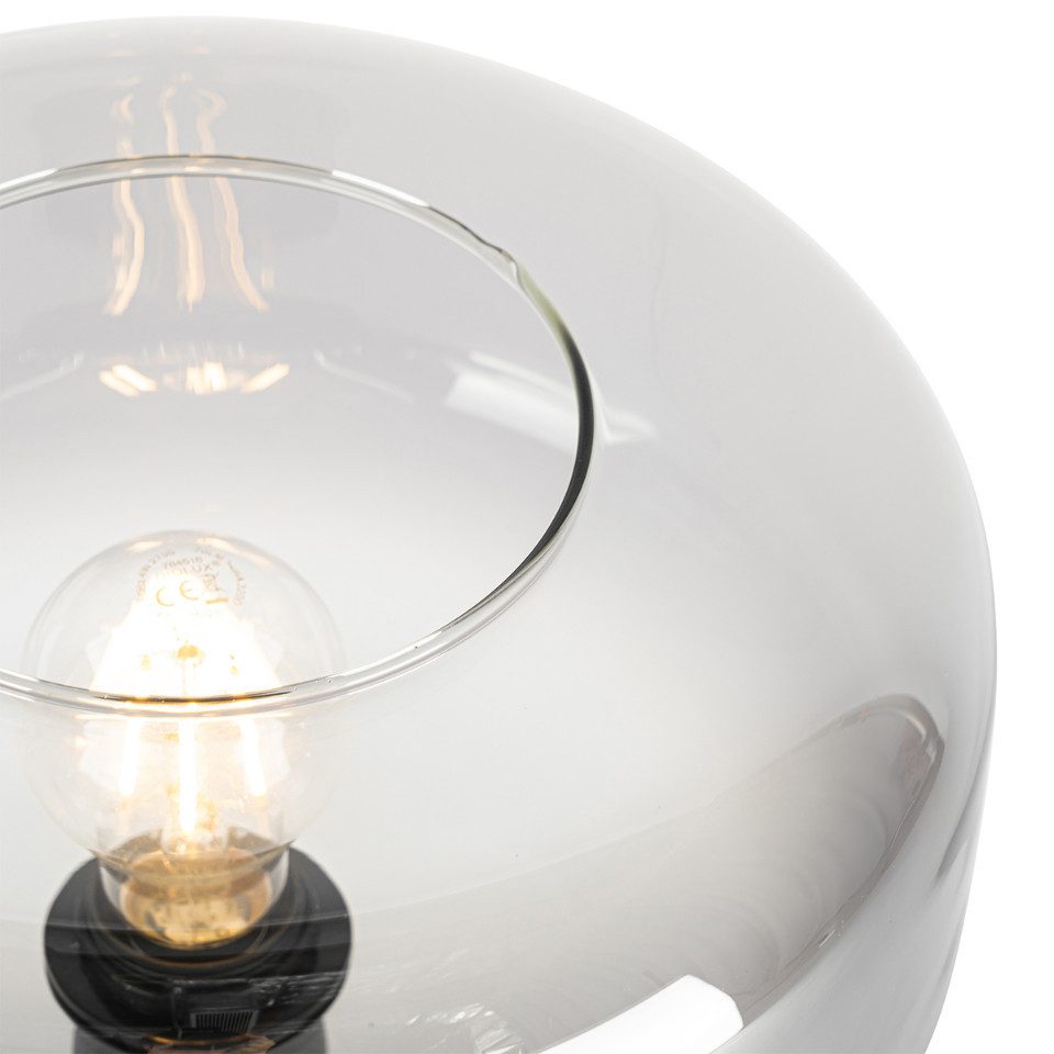 Qazqa Tischleuchte Bizle, ohne Leuchtmittel, E27, Grau, Art Deco, Glas, 1-f günstig online kaufen
