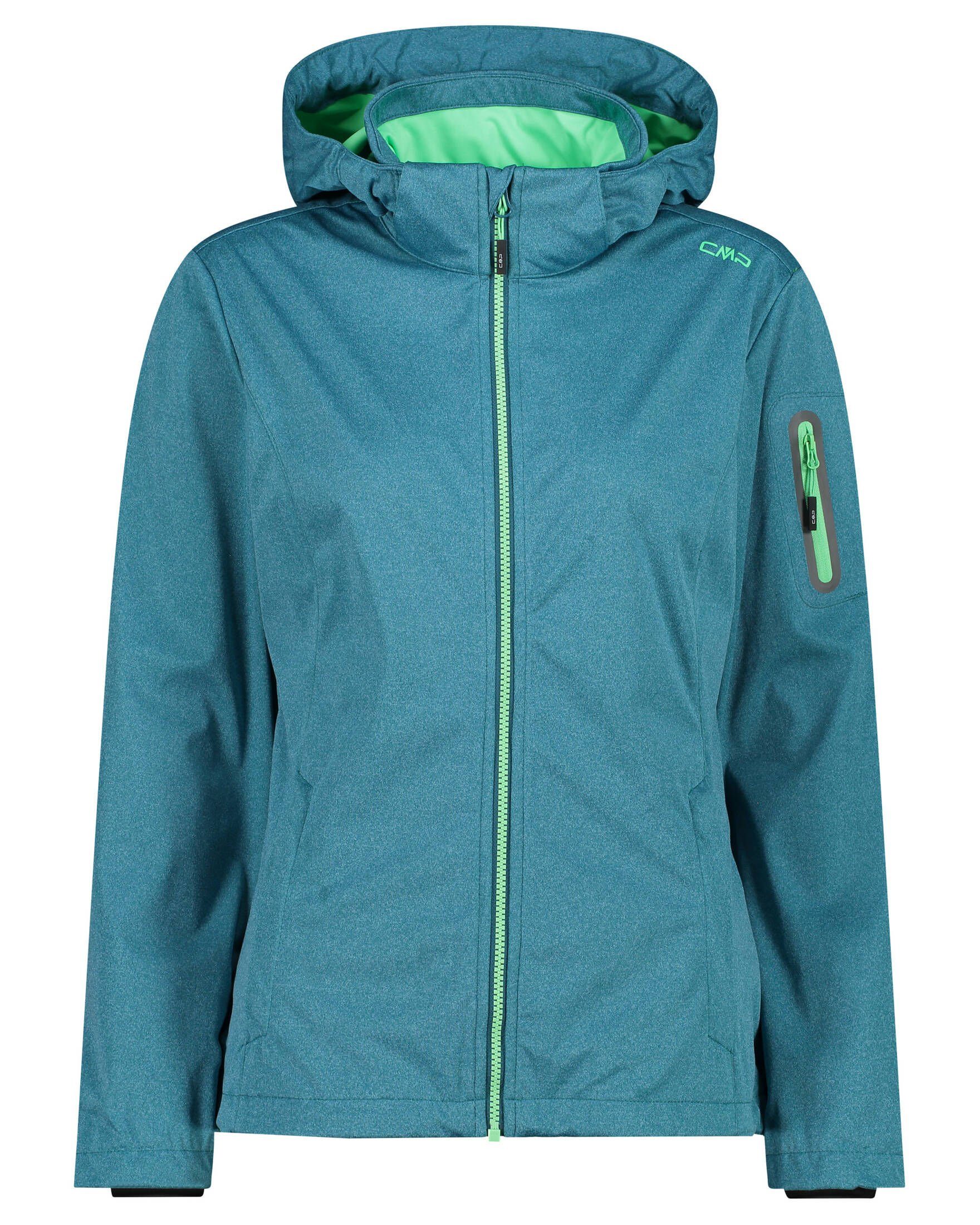 Softshelljacke Damen mit (401) CAMPAGNOLO CMP Softshelljacke Kapuze dunkelgrün (1-St)