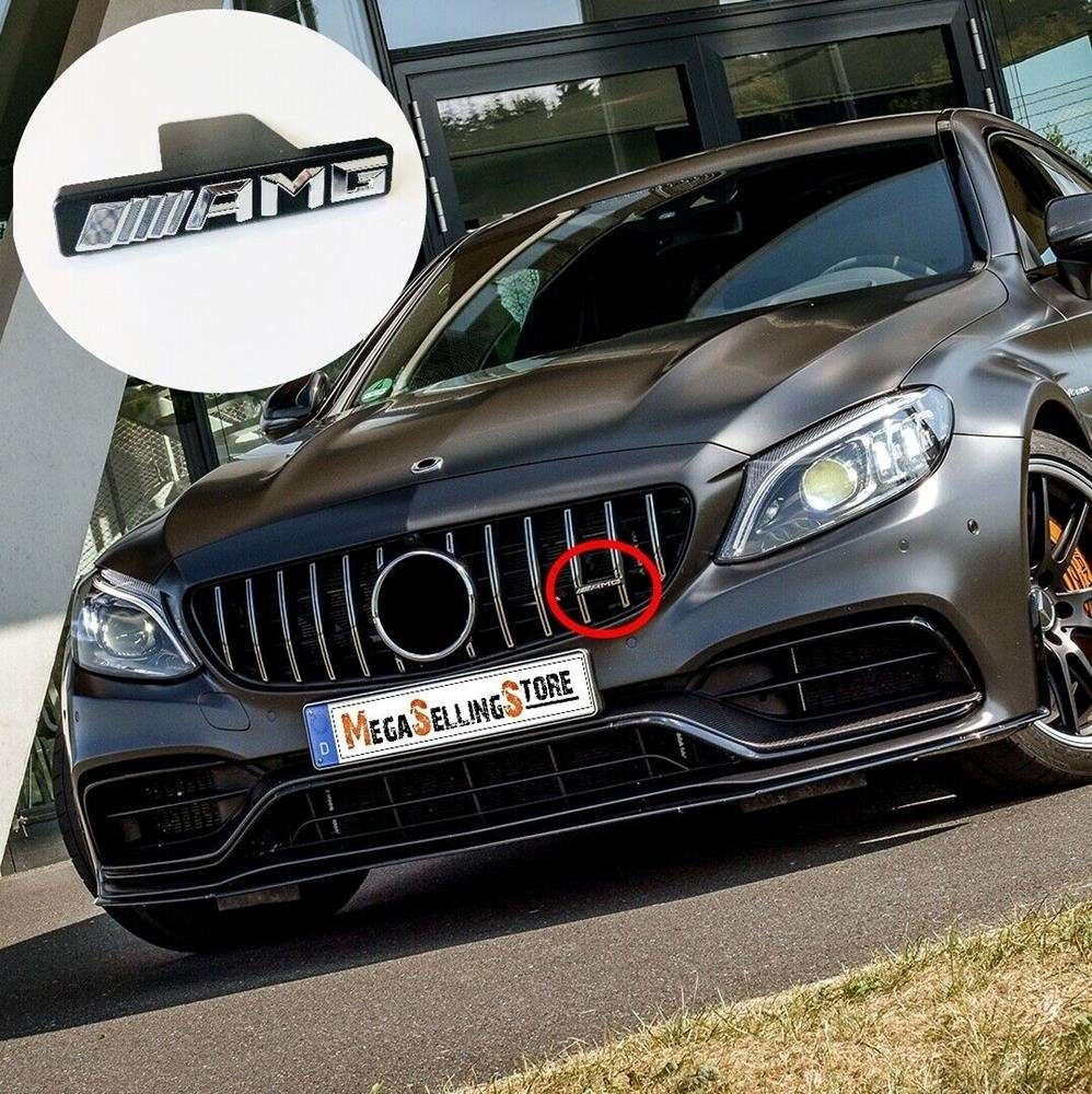 Auto Schriftzug Seiten-Aufkleber AMG kompatibel mit Mercedes in Chrom Silber 