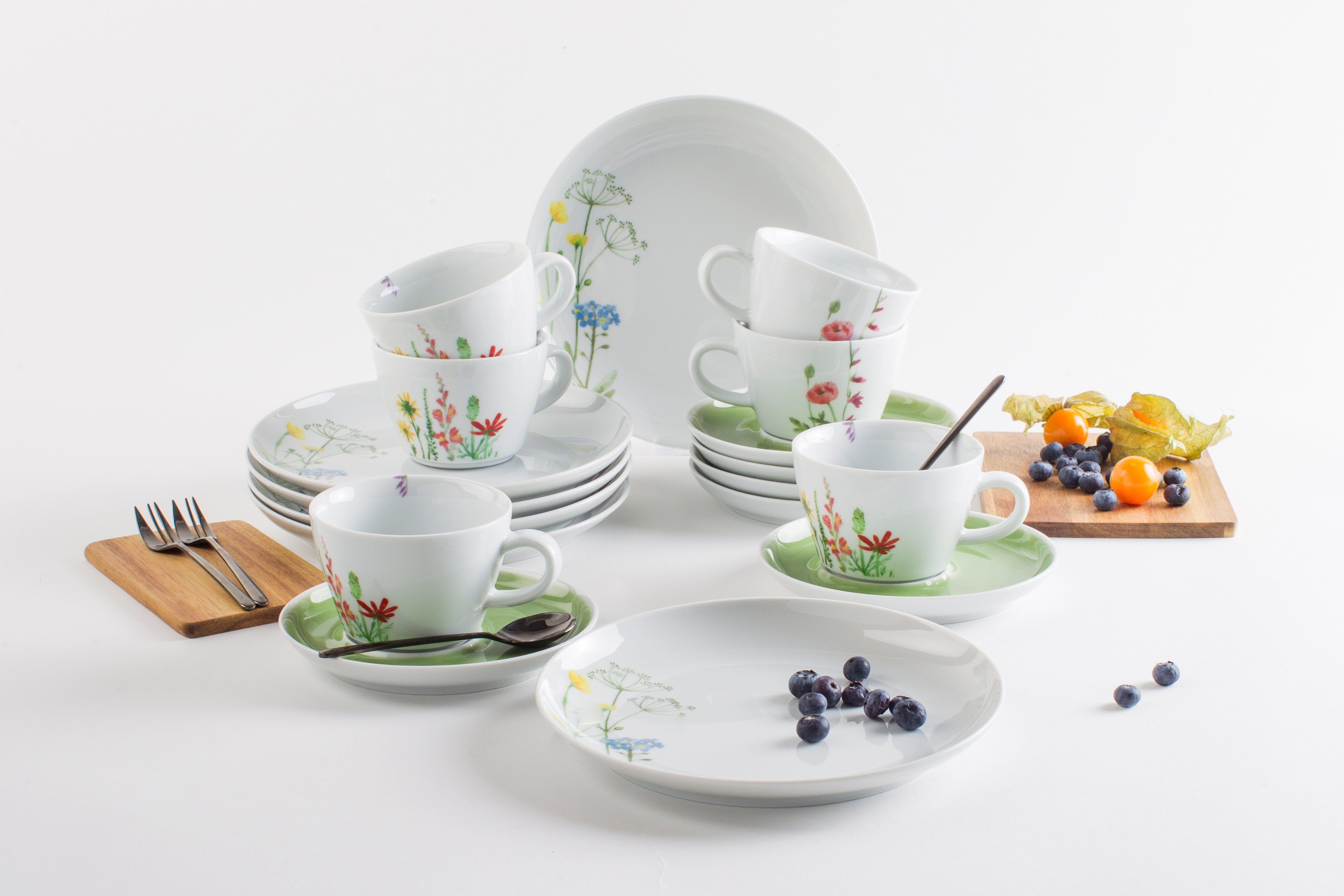KAHLA Kaffeeservice Wildblume Kaffeeservice 18tlg. (18-tlg), 6 Personen, Porzellan, Made in Germany