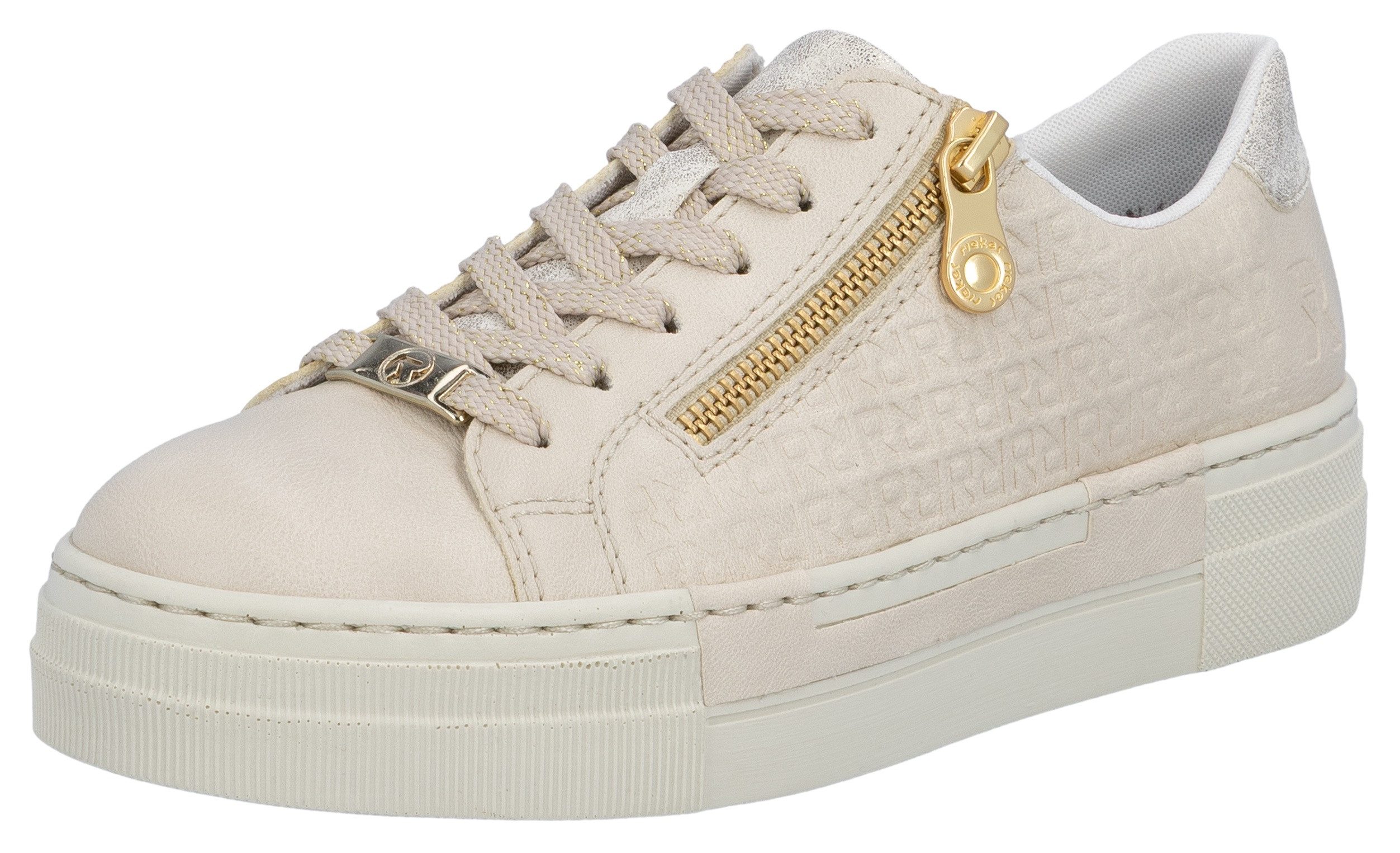 Rieker Plateausneaker mit goldfarbenem Reißverschluss, Freizeitschuh, günstig online kaufen