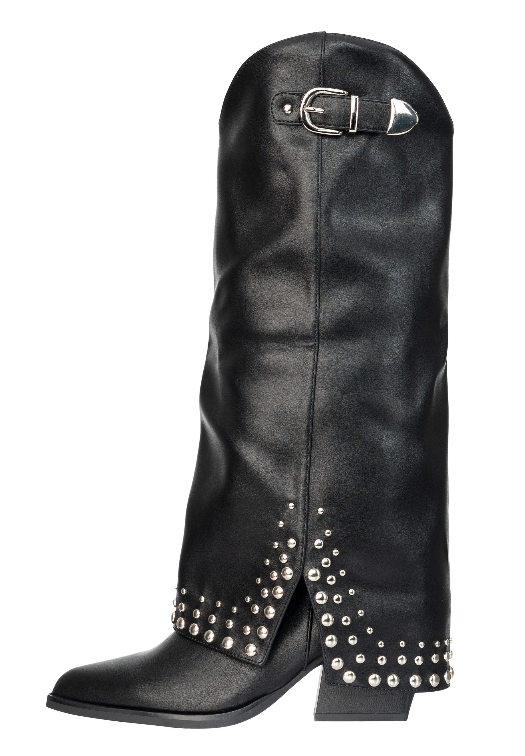 Day Vine Western Boots Damen mit Nieten Cowboy Stiefel in Lederoptik High-Heel-Stiefel