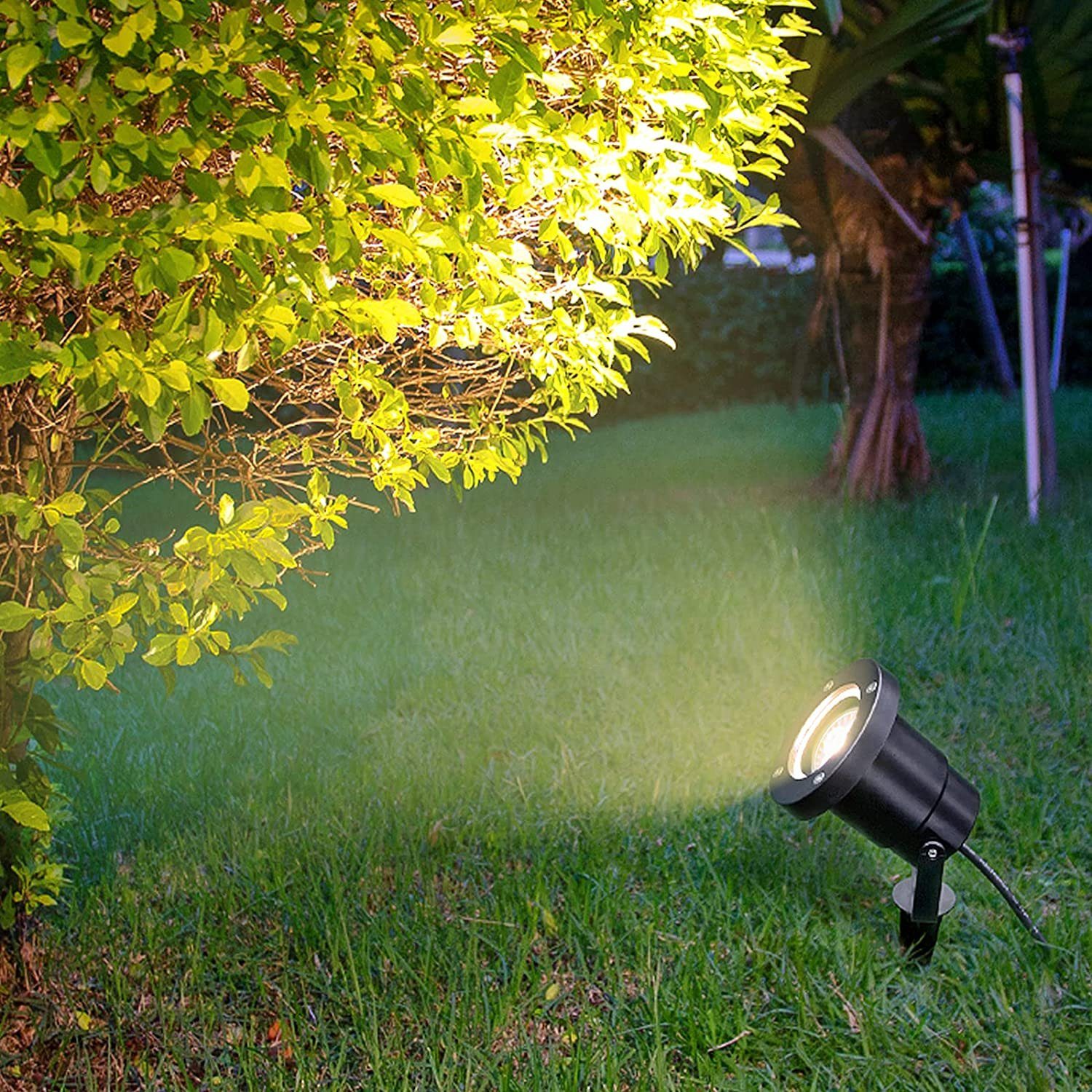Gartenleuchte IP65 Rasen 4W Licht Gartenleuchte Warmweiß, Wasserdicht Erdspieß, mit LED AUFUN Gartenstrahler