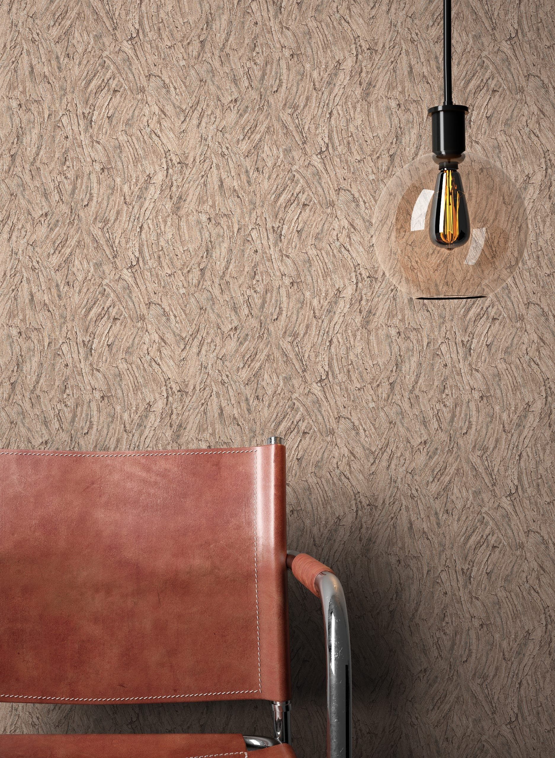 Newroom Vliestapete Alvaro Braun Tapete Mustertapete Muster,Struktur,Metallic, Braun Tapete Modern Muster - Mustertapete Glamour Bronze Taupe 3D Optik Industrial Struktur Metallic für Schlafzimmer Wohnzimmer Küche, Glamour