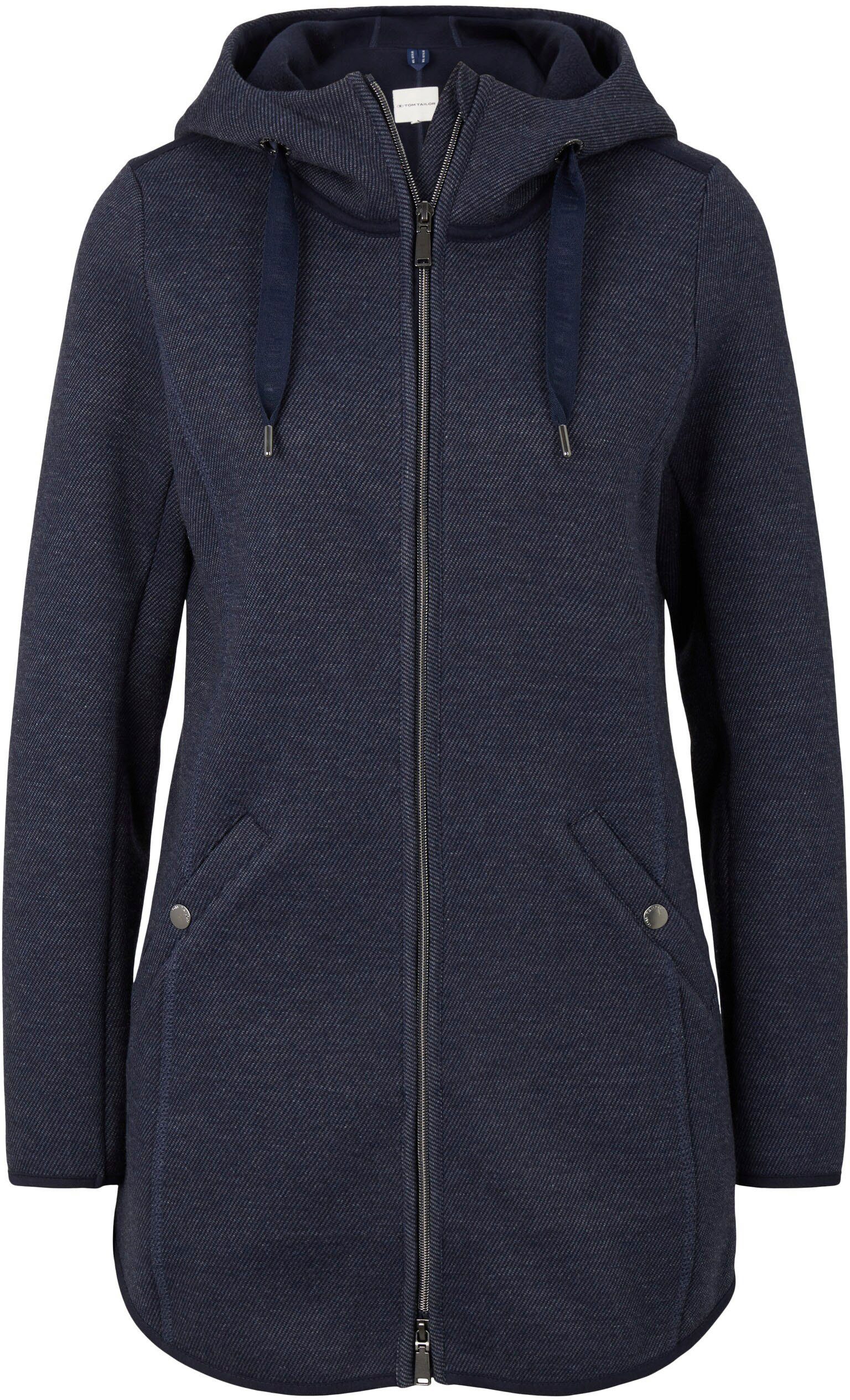 twill 2-Wege-Reißverschluss TAILOR TOM Funktions-Kapuzensweatjacke mit navy