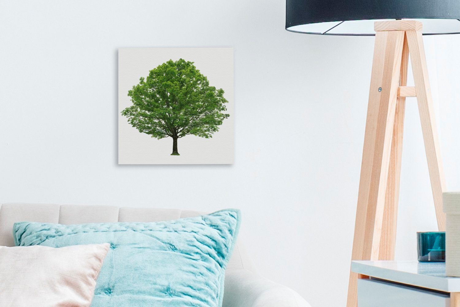 OneMillionCanvasses® Leinwandbild Ahornbaum auf weißem Bilder Schlafzimmer Leinwand St), für Hintergrund, (1 Wohnzimmer