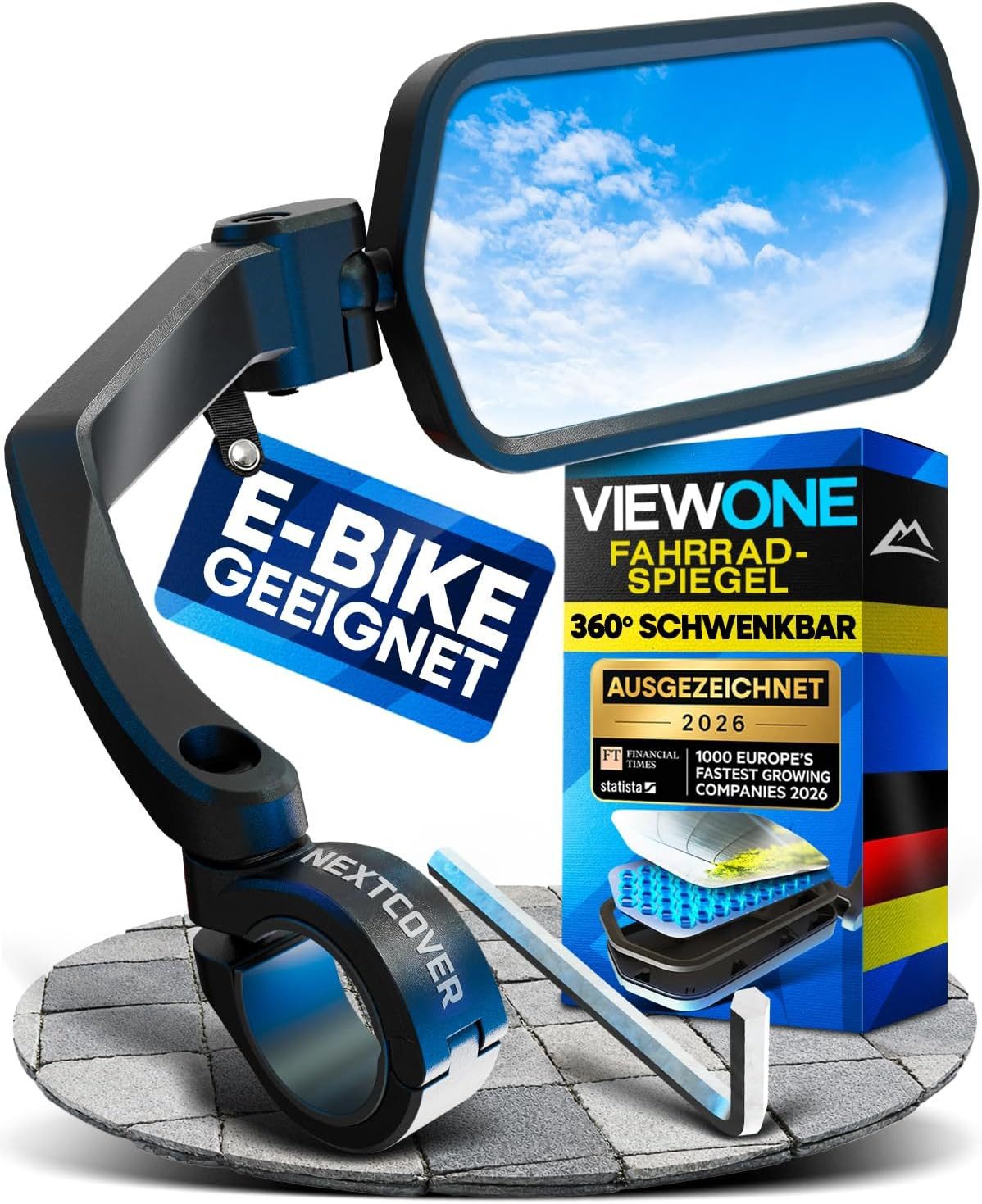 Nextcover Fahrradspiegel NEXTCOVER® Fahrradspiegel für Lenker mit ProVision-Echtglas