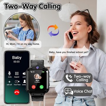 LITEYPP Kinder's GPS und Anruf Funktion,SOS, Spiele Smartwatch, mit GPS mit SIM-Telefon Schrittzähler, Musik, Kamera Kinder Beschenken