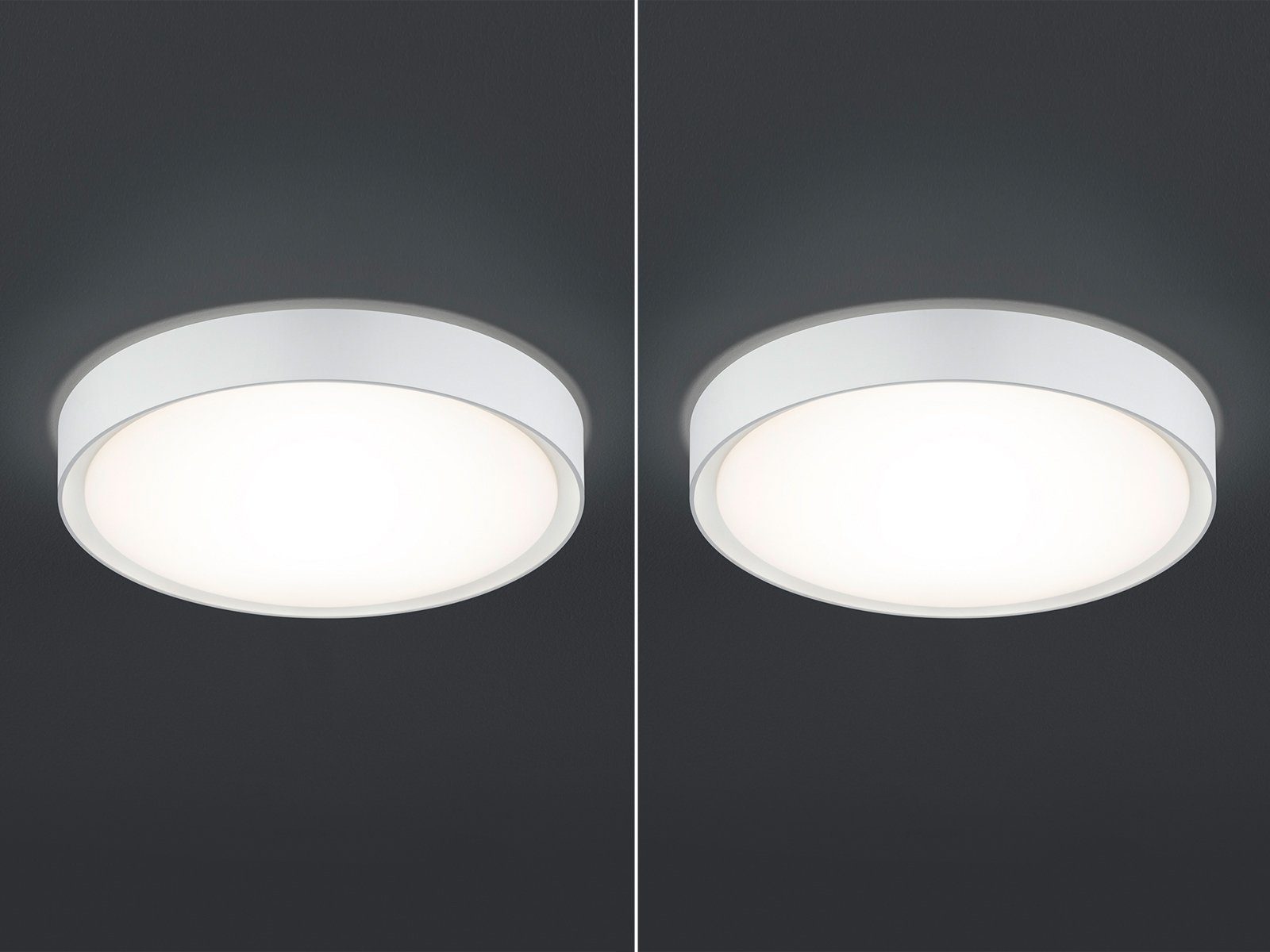 TRIO Leuchten LED Deckenleuchte, LED fest integriert, Warmweiß, 2er Set Badezimmer-Lampen Decke Bad-lampe für Gäste WC Weiß IP44 Ø33cm