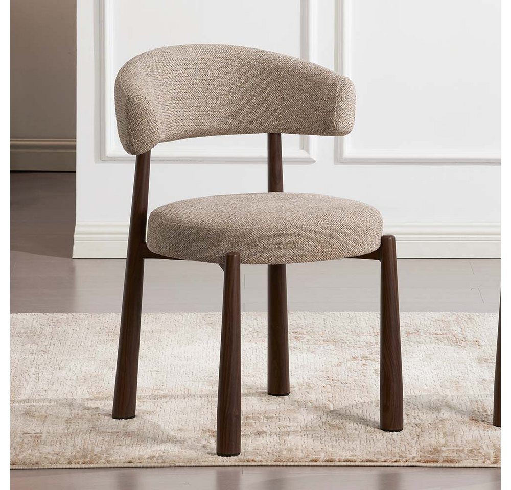 Ertex Esszimmerstuhl Stühle Esszimmer Beige Braun Holz Polsterstühle Set DURRES (6 St)