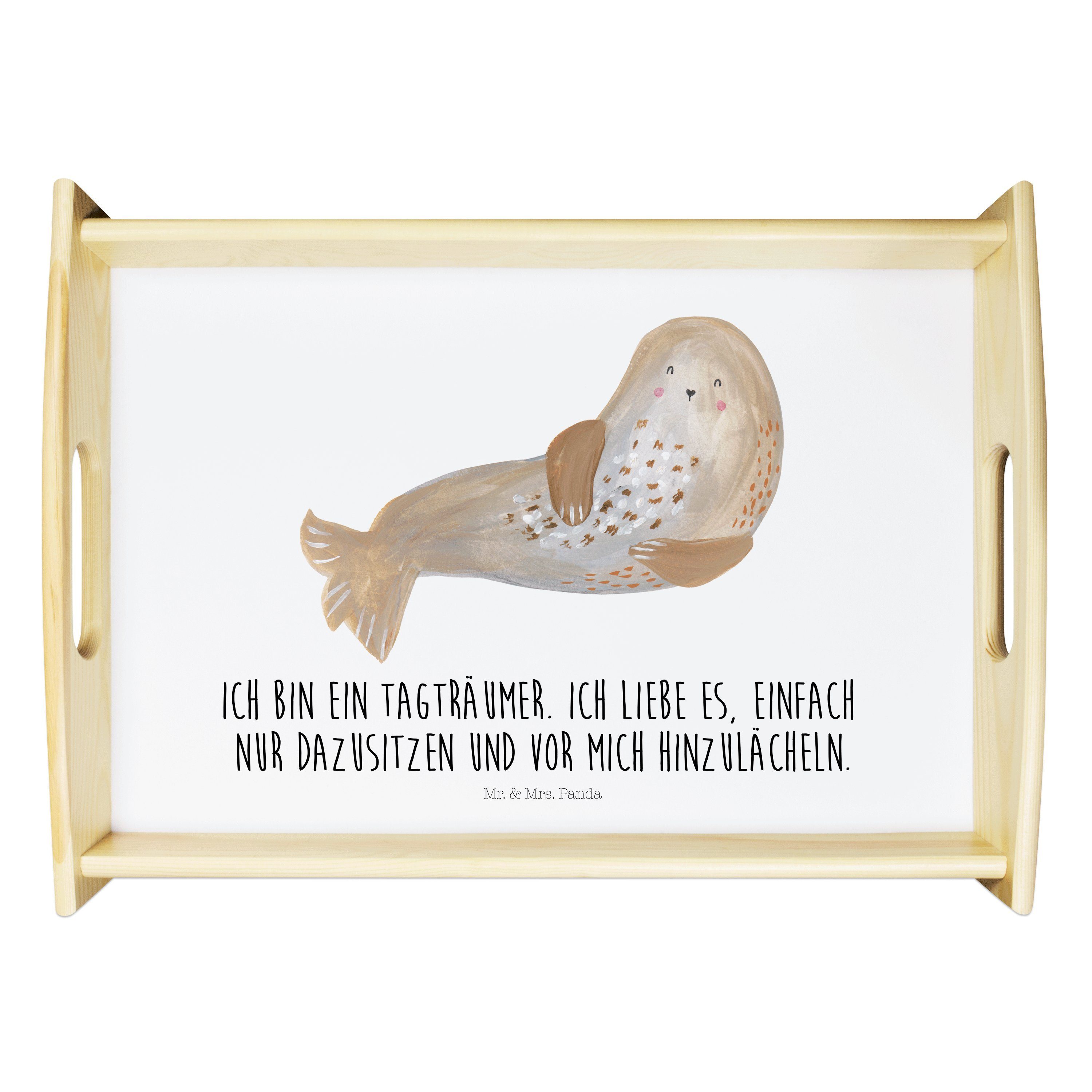 Mr. & Mrs. Panda Tablett »Robbe lachend Weiß Geschenk