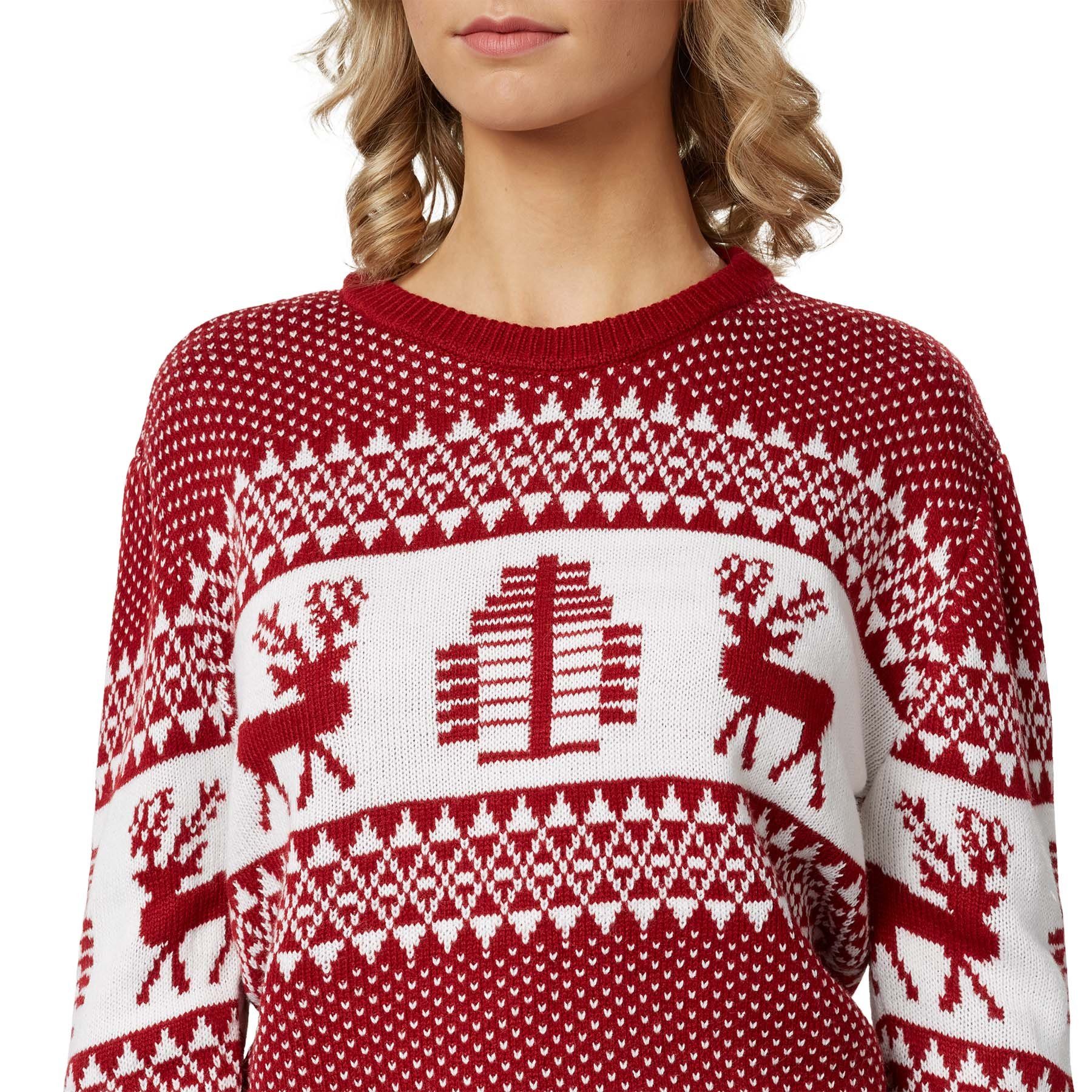 dressforfun Weihnachtspullover rot-weiß Winterwunderland Weihnachtspullover für