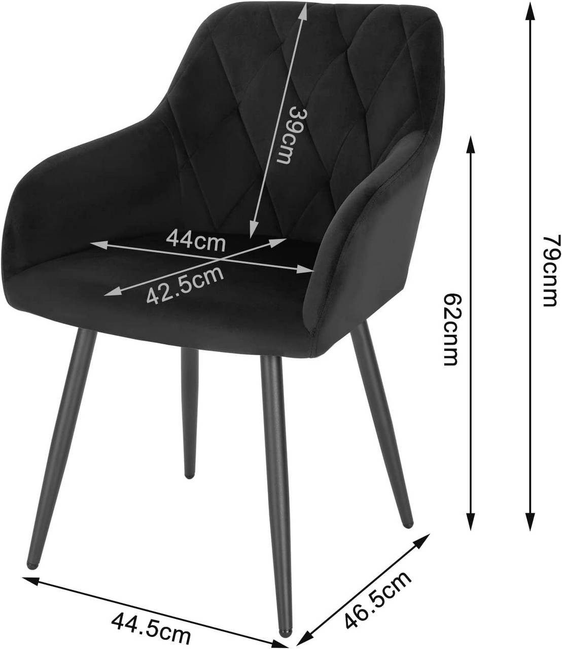 (6 Schwarz Metallbeinen Esszimmerstuhl St), Rückenlehne mit Armlehne Woltu Sessel mit