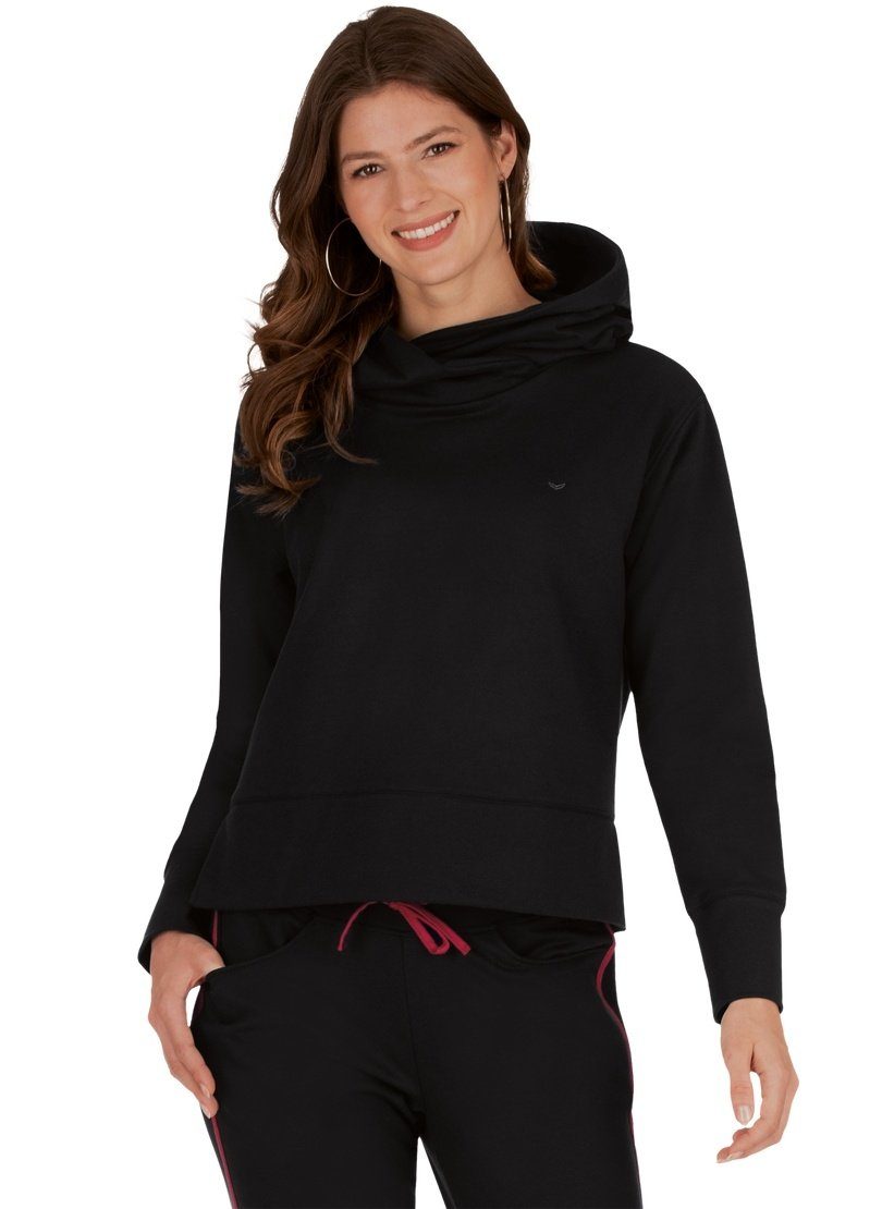 Dünner TRIGEMA Kapuzenpullover Sweatshirt schwarz Trigema