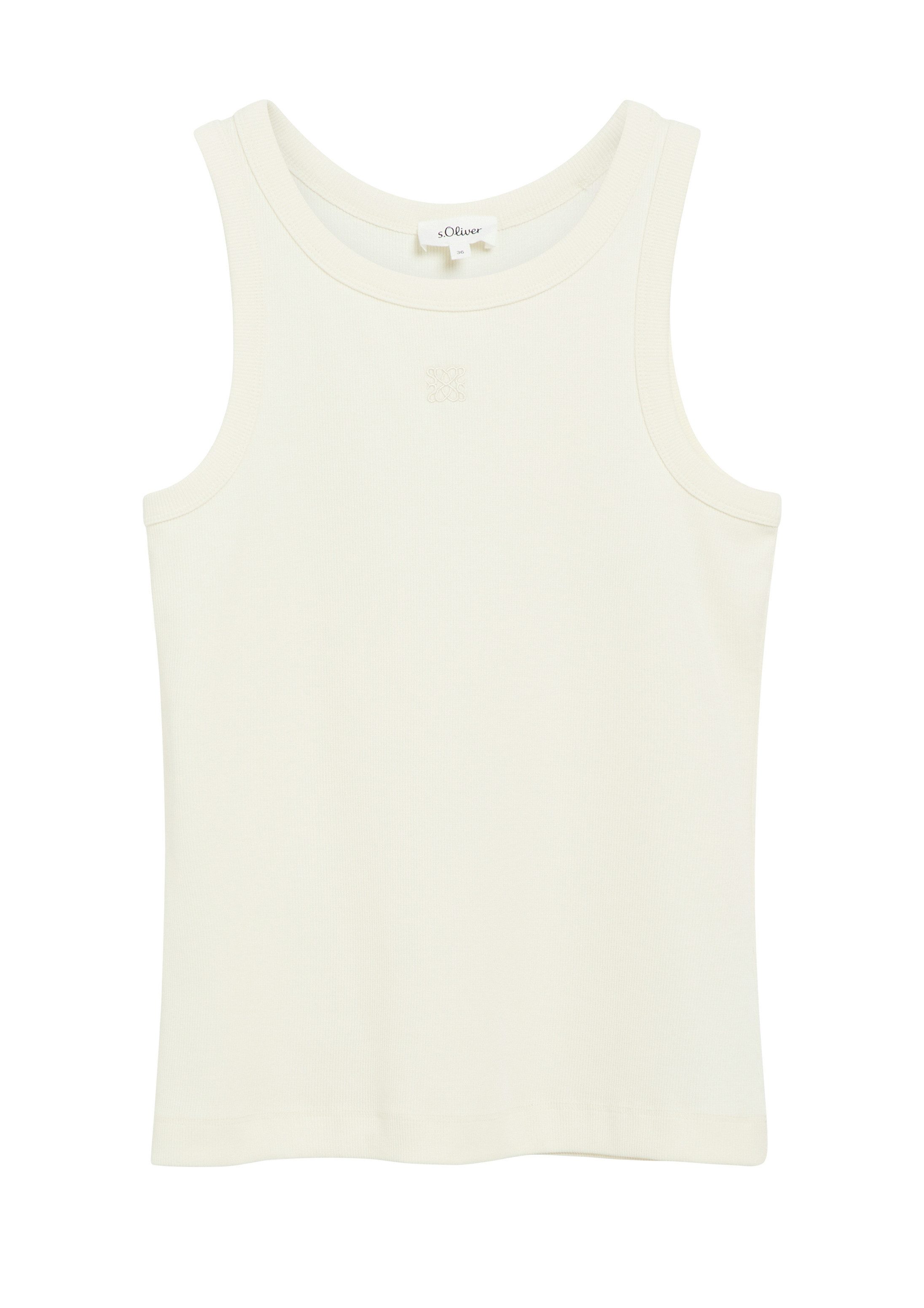s.Oliver Muscleshirt T-Shirt Ripptop mit Stickerei
