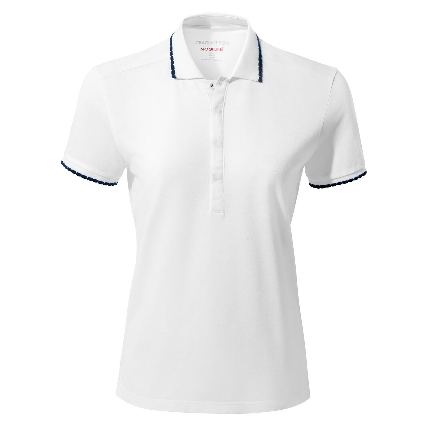 Craghoppers Kurzarmshirt Craghoppers Damen Nosilife Lina SS Polo T-Shirt Sport Shirt, weiß