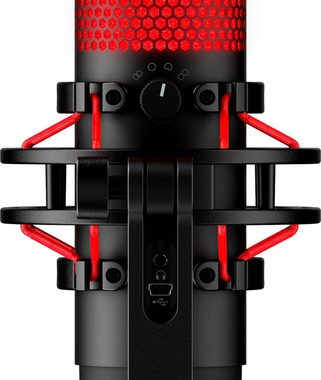 HyperX Streaming-Mikrofon QuadCast, vibrations- und stoßgeschützte Halterung, Stummschalten durch Antippen
