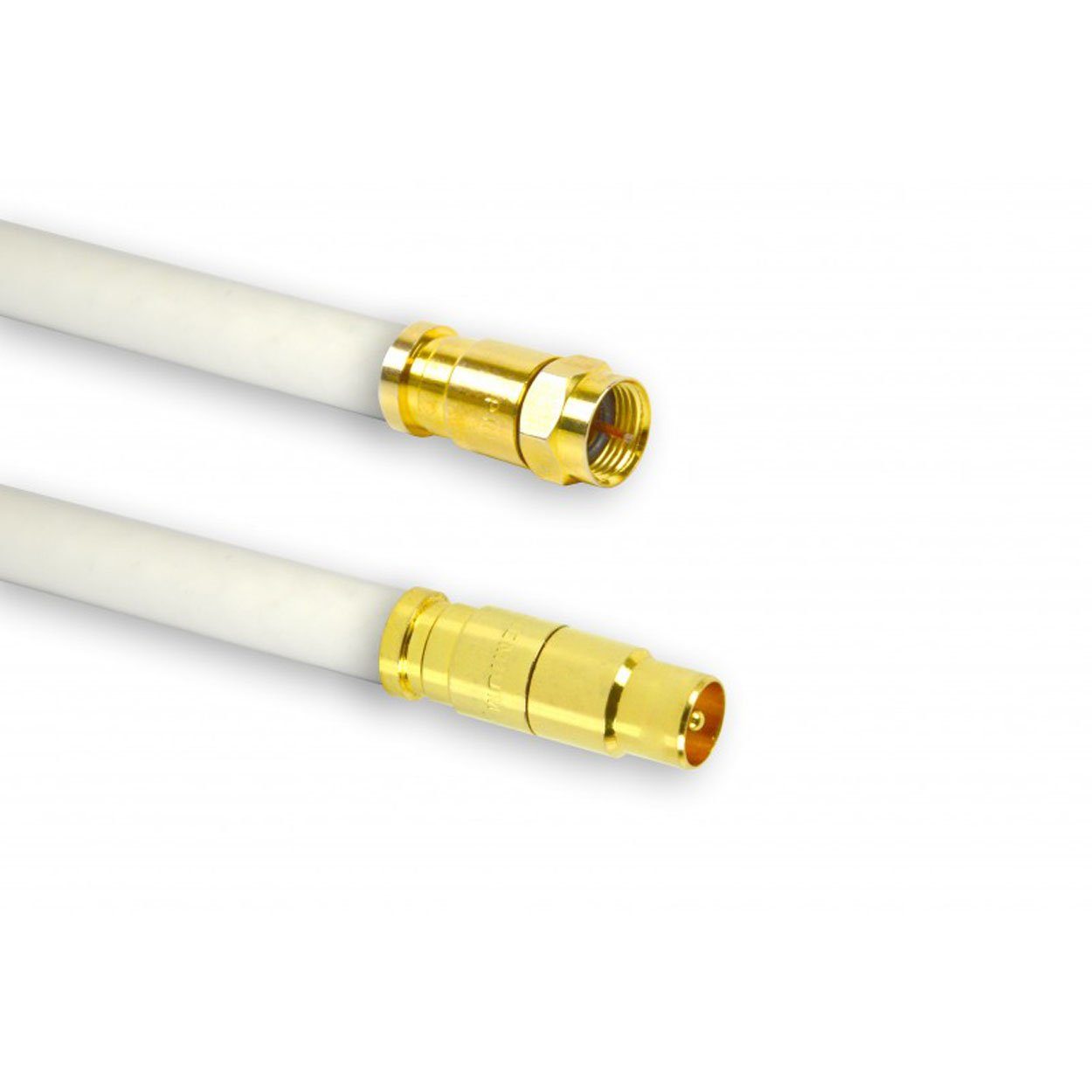 PremiumX 30m KUPFER Antennenkabel TV F-Stecker Stecker Innenleiter zu Koax SAT-Kabel