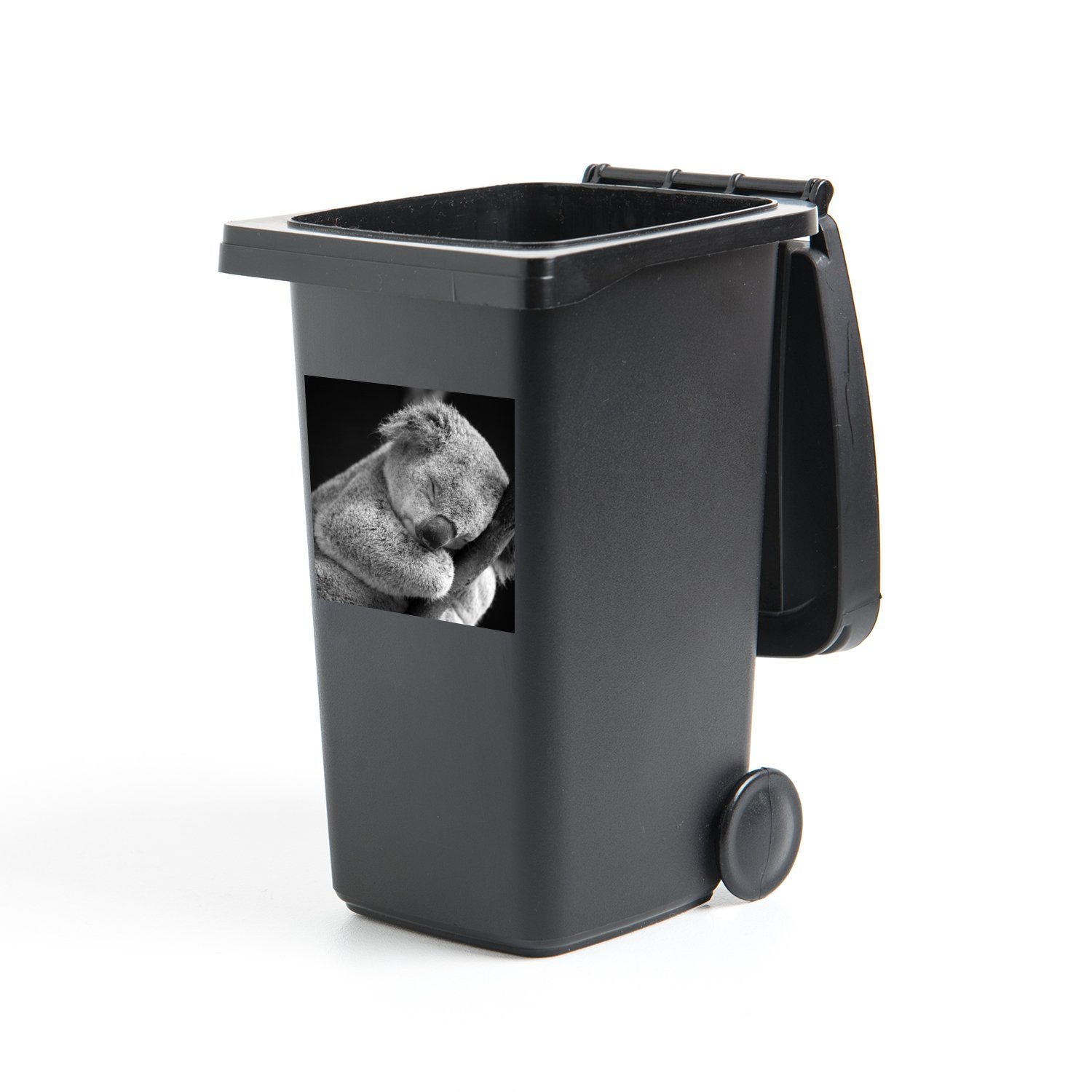 MuchoWow Wandsticker Koala - Schlafend - Schwarz - Kinder - Jungen - Mädchen (1 St), Mülleimer-aufkleber, Mülltonne, Sticker, Container, Abfalbehälter