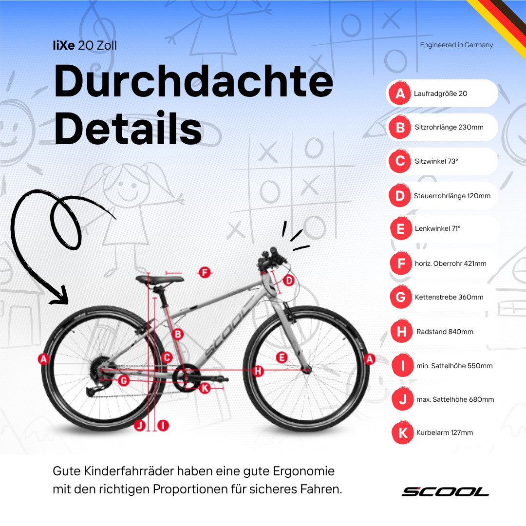 S’COOL Kinderfahrrad liXe, 7 Gang, 20 Zoll