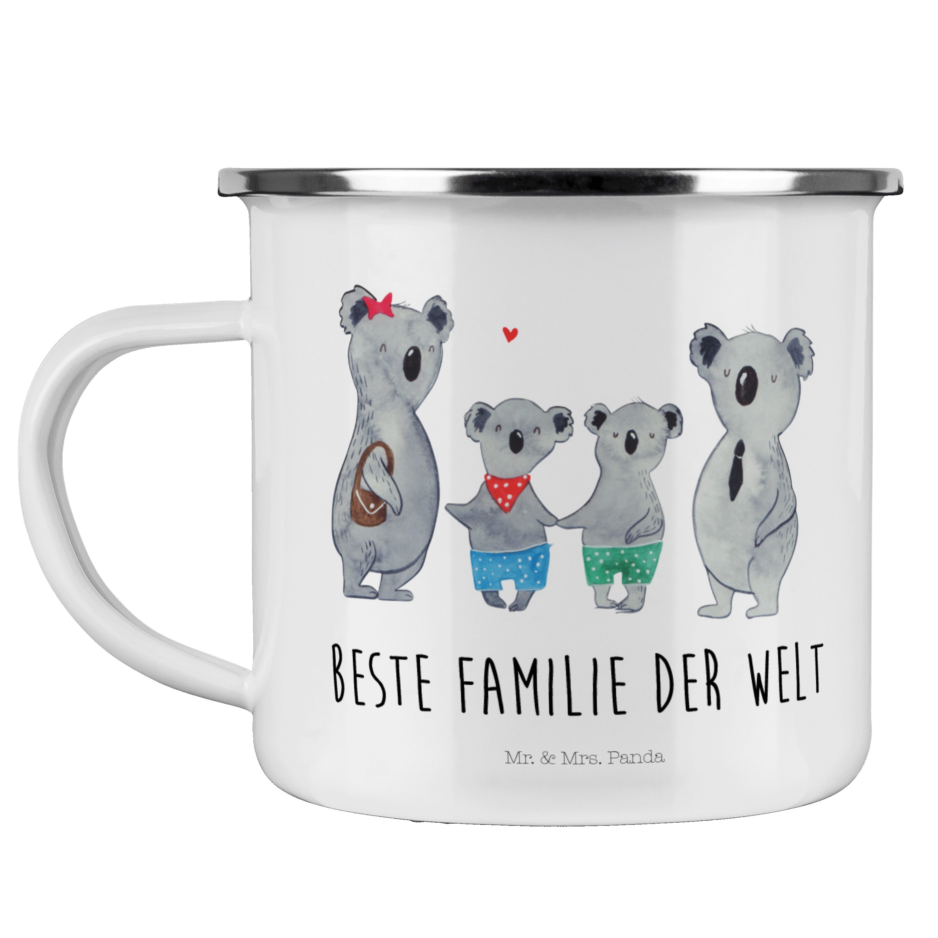 Mr. Mrs. Koalaf, & Opa, Geschenk, Becher Koala Familienleben, Emaille - Weiß Oma, zwei Panda - Familie