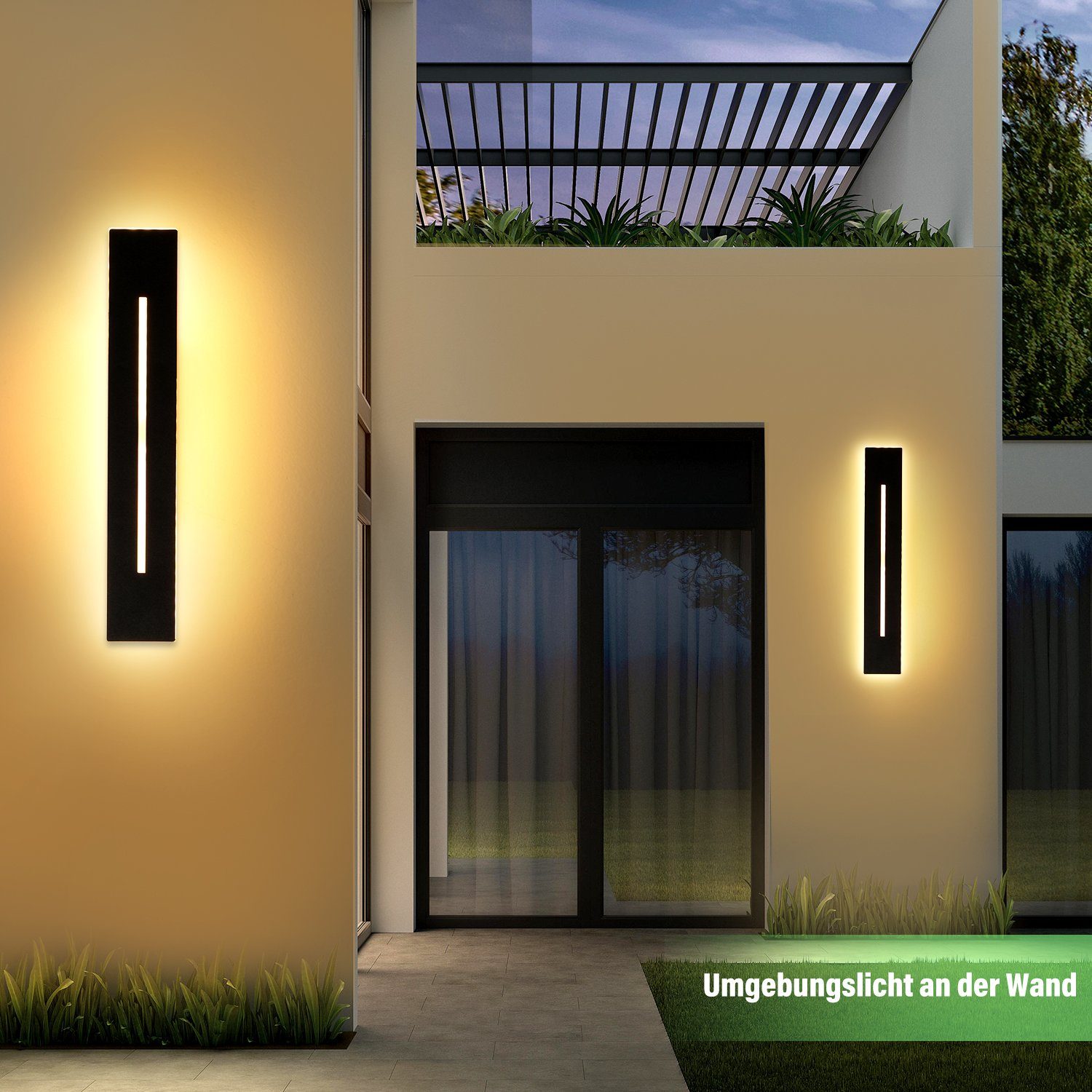 LETGOSPT LED Wandleuchte Wandlampe Warmweiß, innen fest Treppenhauslampe integriert, Wandbeleuchtung, schwarz Wohnzimmer Treppenhaus für LED Flur 15W 30cm