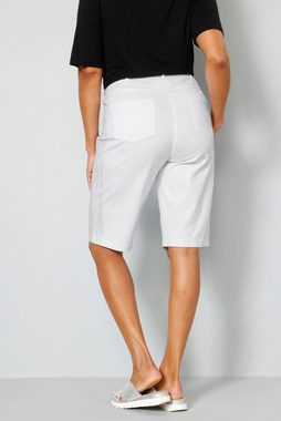 MIAMODA Shorts Bermuda Straight Fit seitlicher Silberdruck