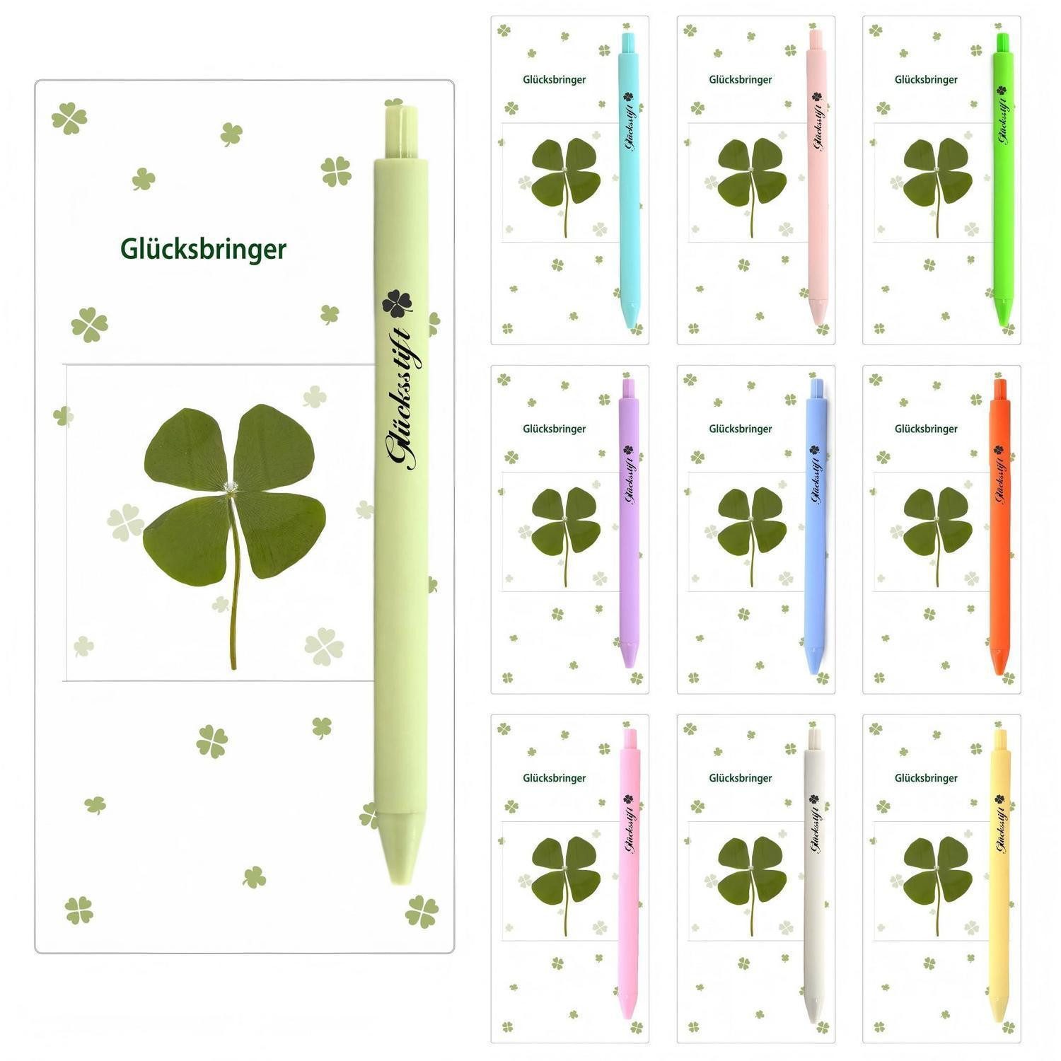 LuxusKollektion Kugelschreiber Glücksstifte 10er Set Kleeblatt Kugelschreiber