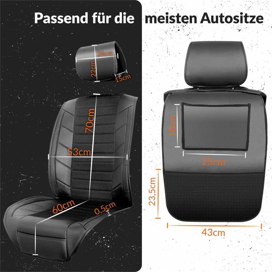 Vorne Rücksitz mit Optik Auto-Sitzbezüge Autositzauflage Upgrade4cars Vordersitze Schwarz, Organizer Leder
