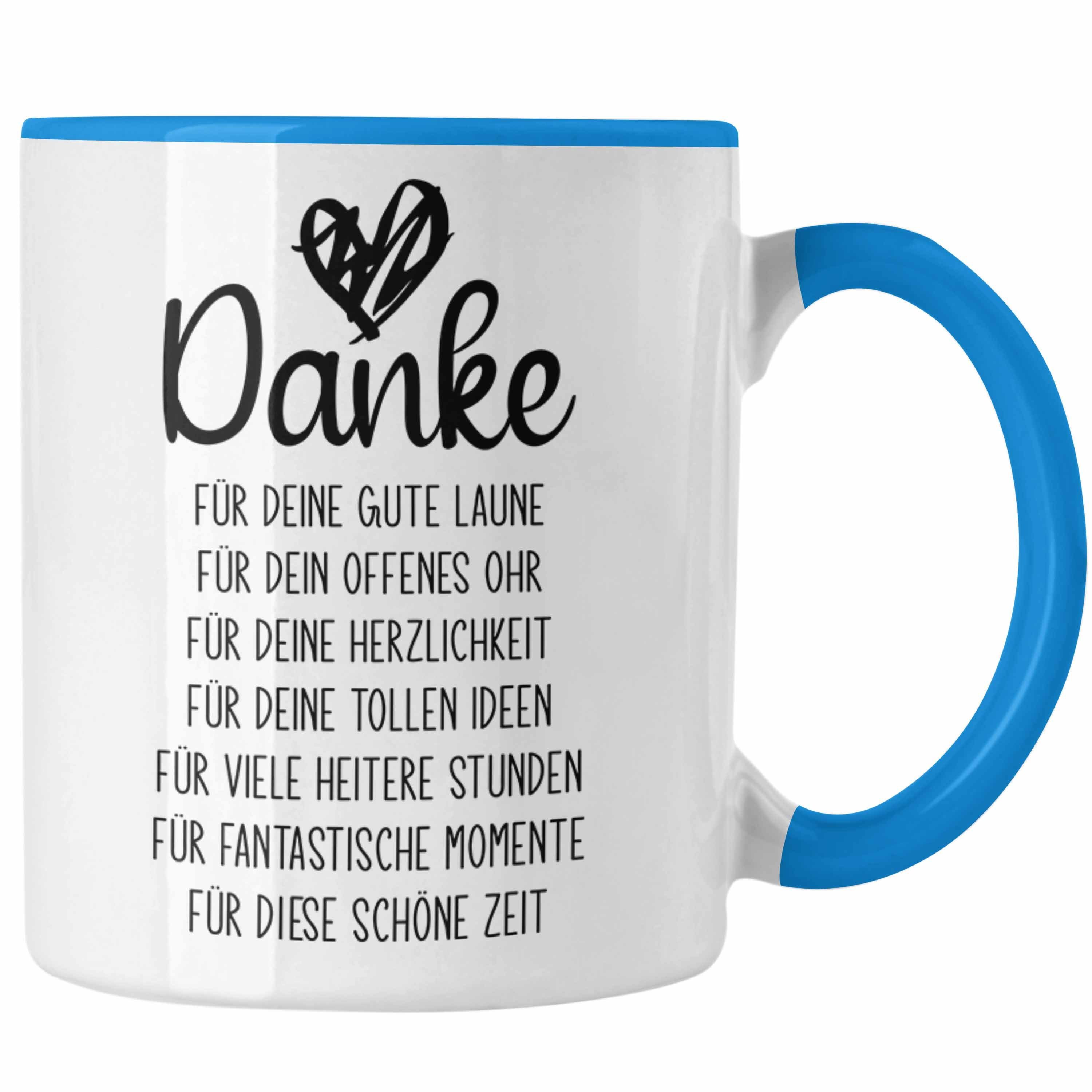 Trendation Tasse Trendation - Dankeschön Tasse Geschenk Danke Sagen Danke für Die Gute Laune Offenes Ohr Spruch Muttertag Vatertag Mama