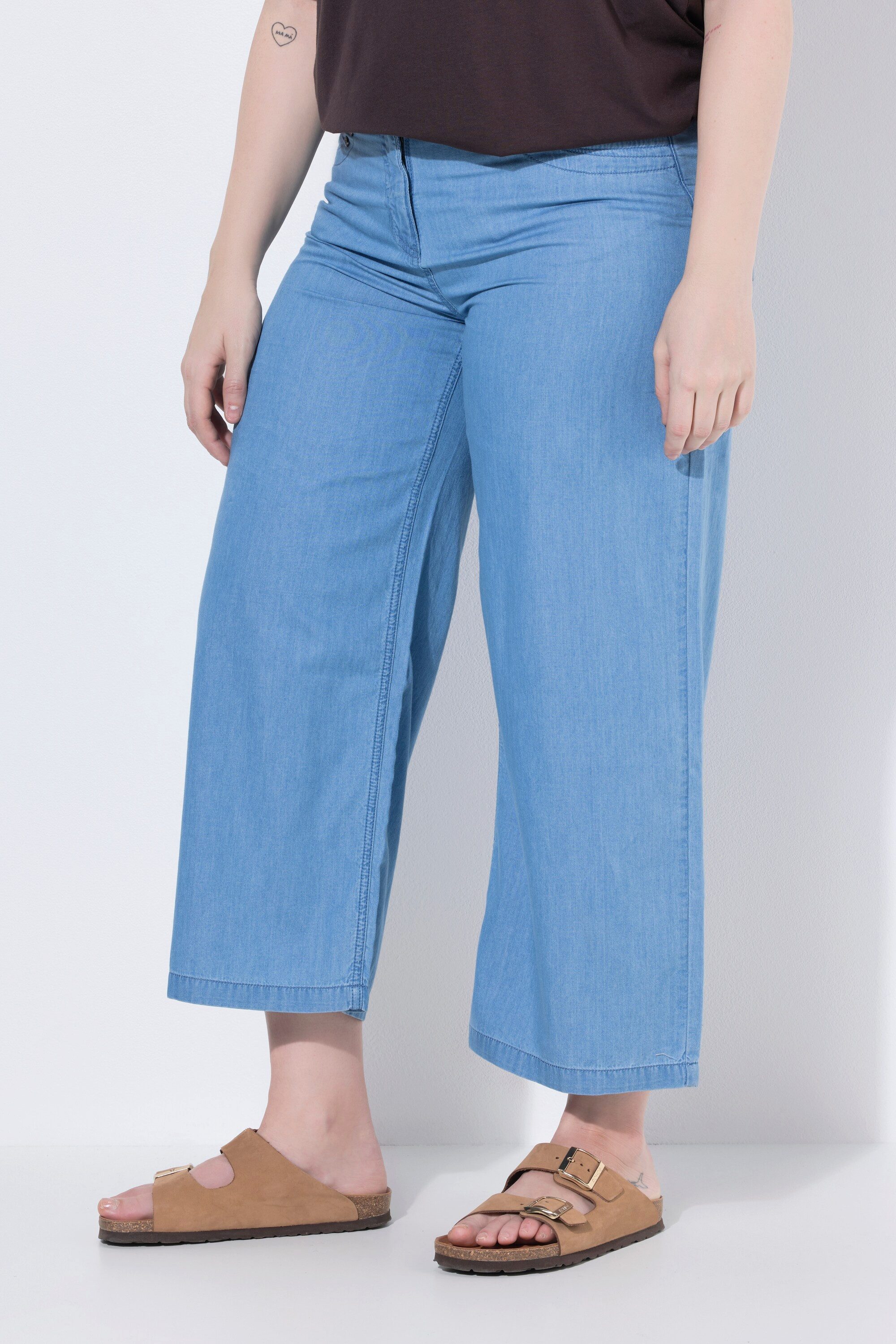 Ulla Popken Regular-fit-Jeans Jeans-Culotte Mary weites Bein Komfortbund