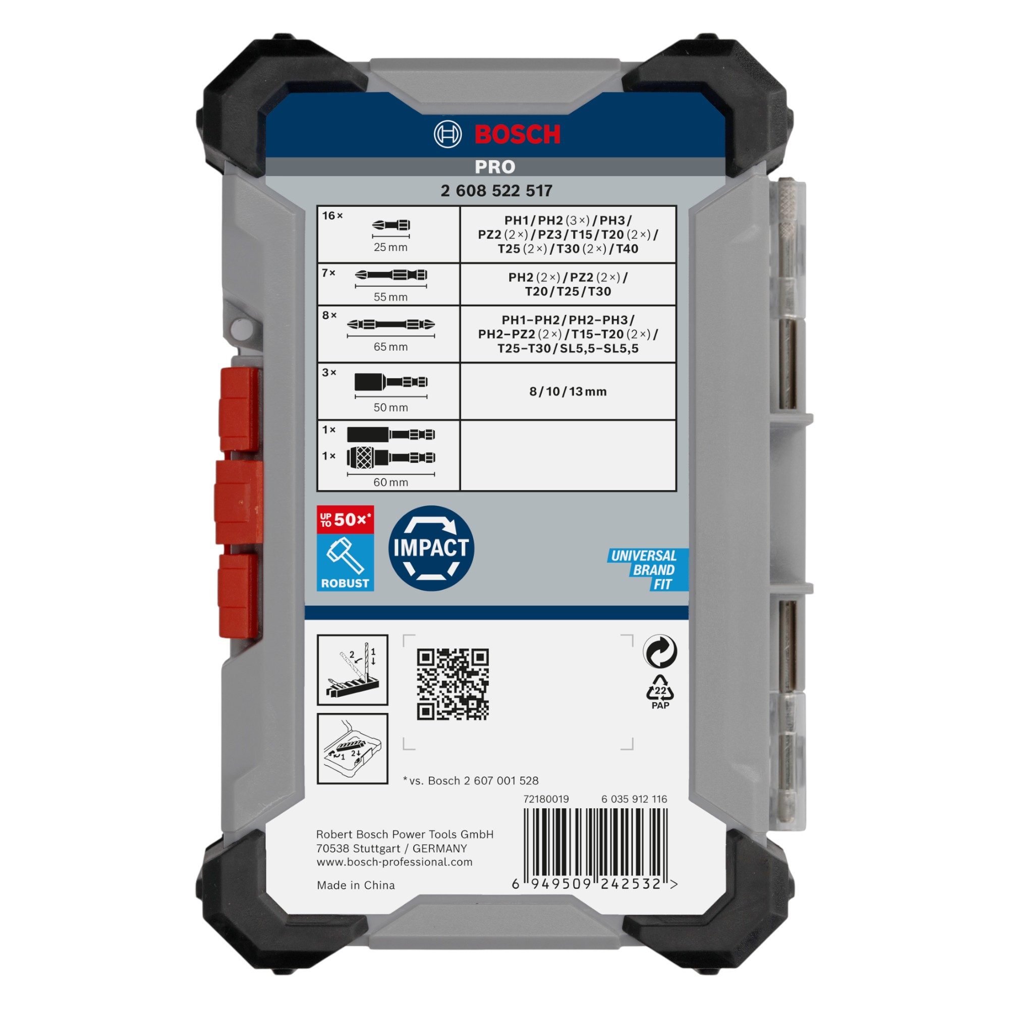 Bosch Professional Bohrer- und Bitset PRO Impact Schrauber Bit und Stecknuss Set 36 teilig (2608522517)